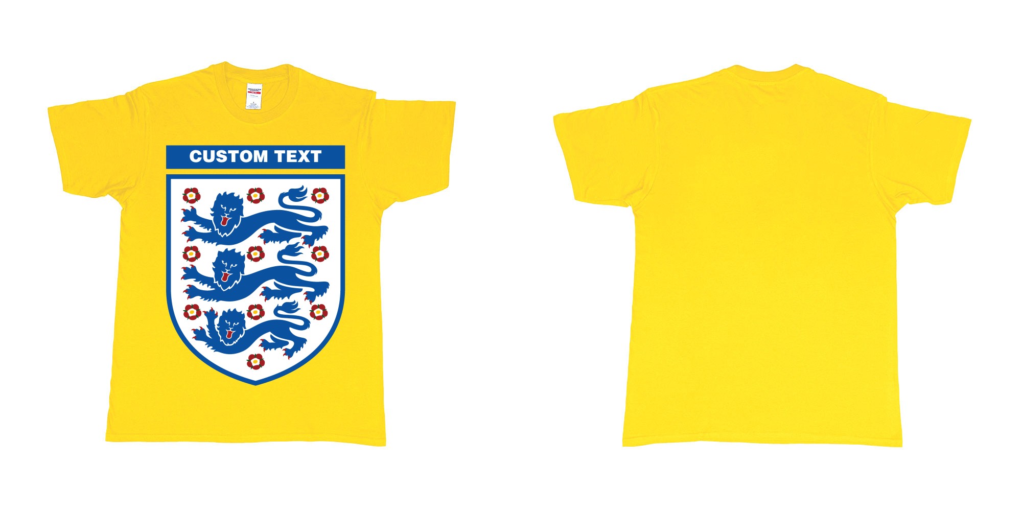 Custom tshirt design england national football team logo in fabric color daisy choice your own text made in Bali by The Pirate Way