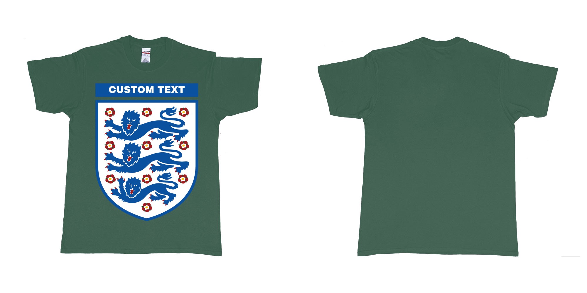 Custom tshirt design england national football team logo in fabric color forest-green choice your own text made in Bali by The Pirate Way