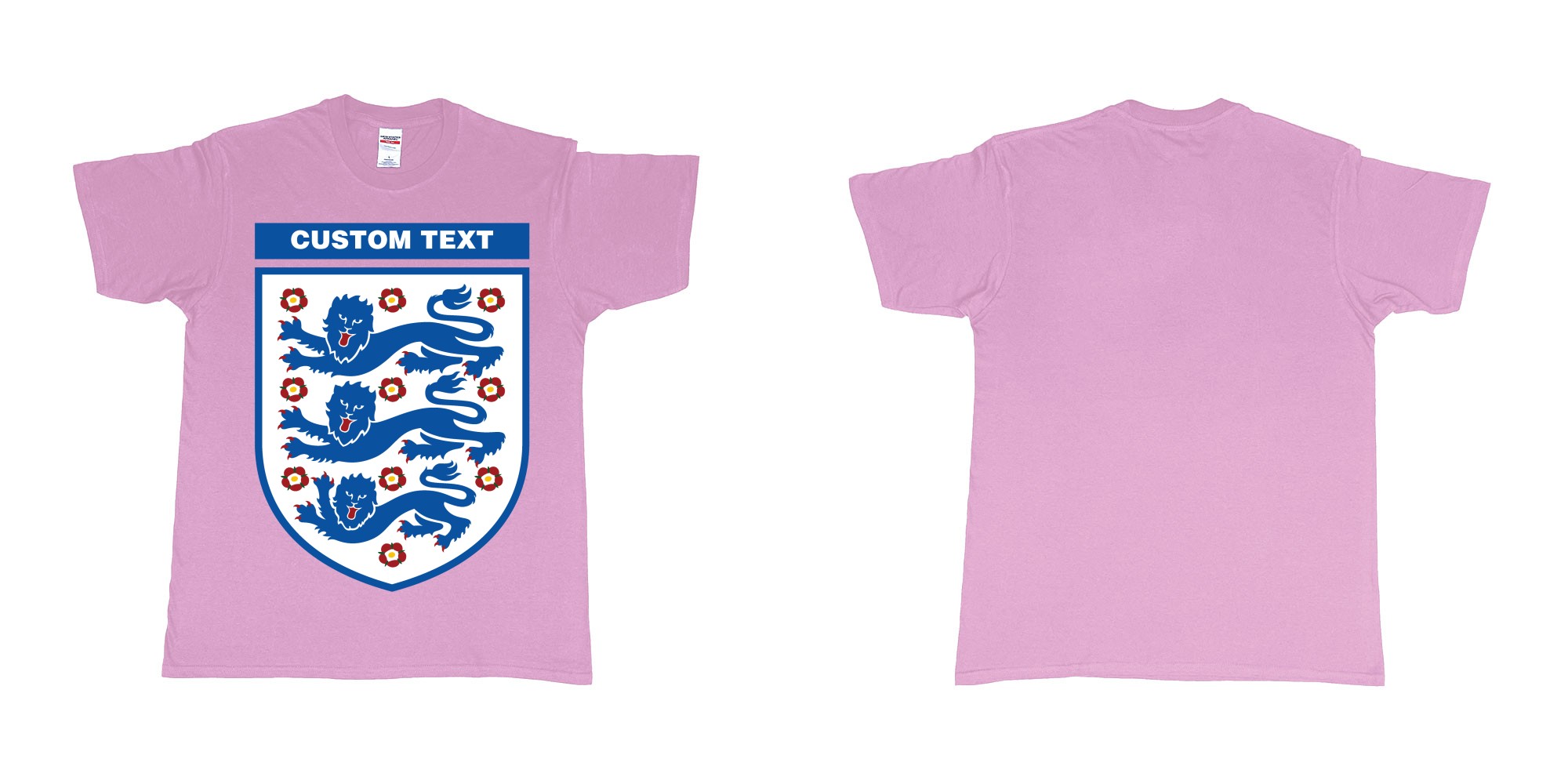 Custom tshirt design england national football team logo in fabric color light-pink choice your own text made in Bali by The Pirate Way
