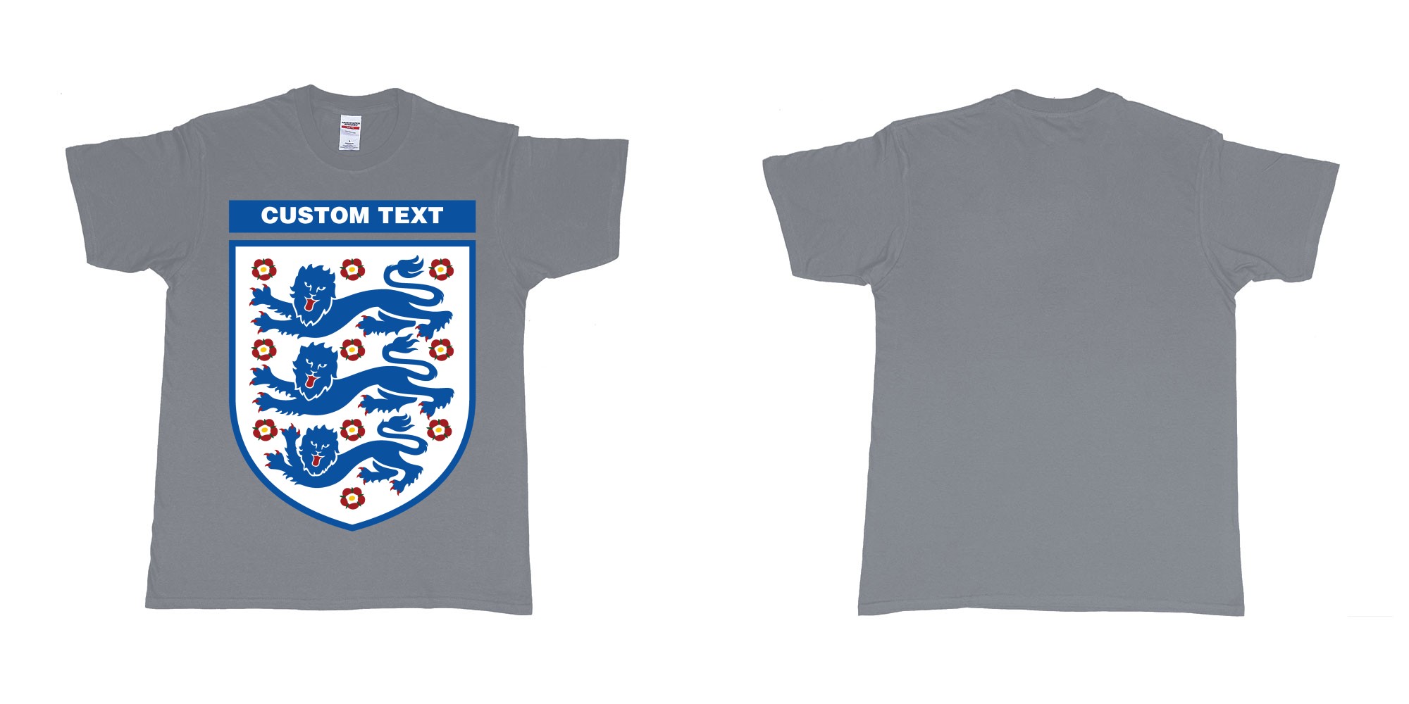 Custom tshirt design england national football team logo in fabric color misty choice your own text made in Bali by The Pirate Way
