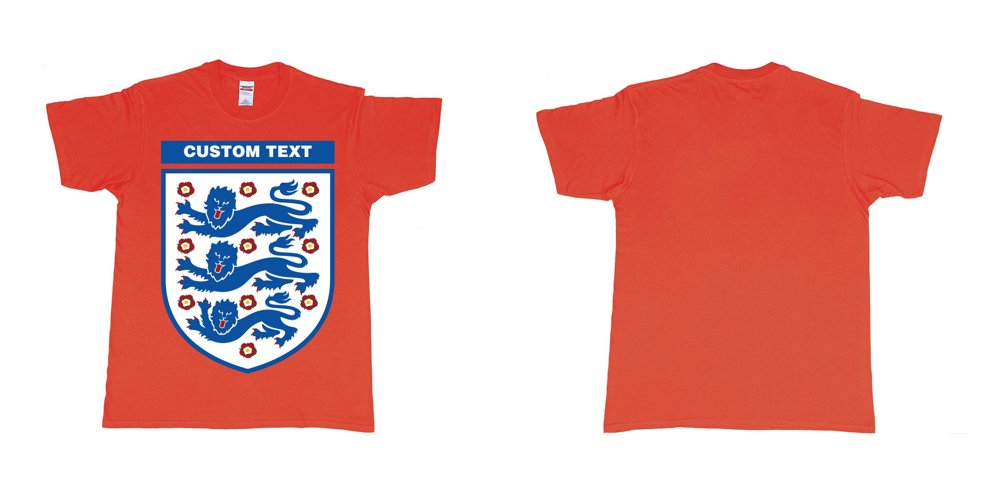 Custom tshirt design england national football team logo in fabric color red choice your own text made in Bali by The Pirate Way