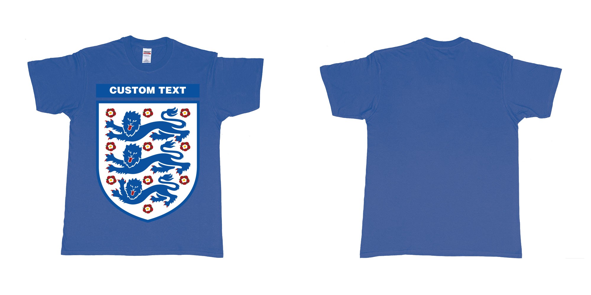 Custom tshirt design england national football team logo in fabric color royal-blue choice your own text made in Bali by The Pirate Way