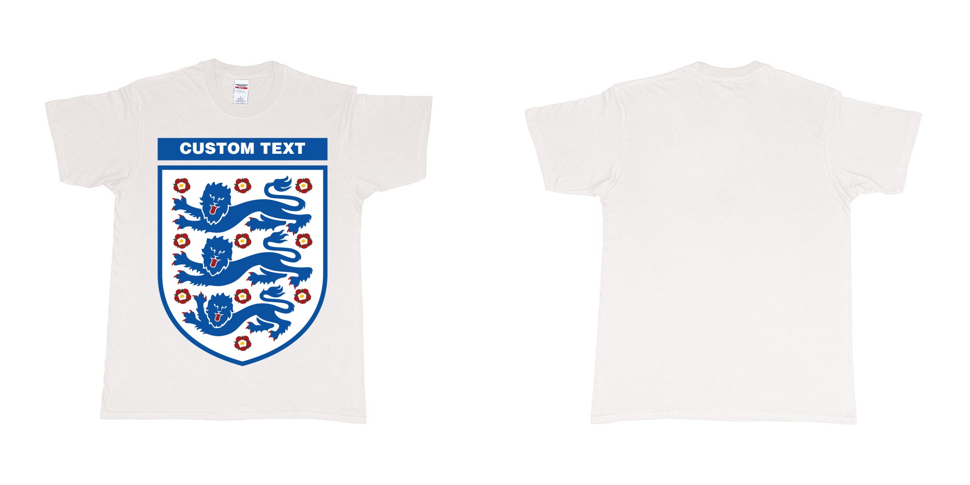 Custom tshirt design england national football team logo in fabric color white choice your own text made in Bali by The Pirate Way