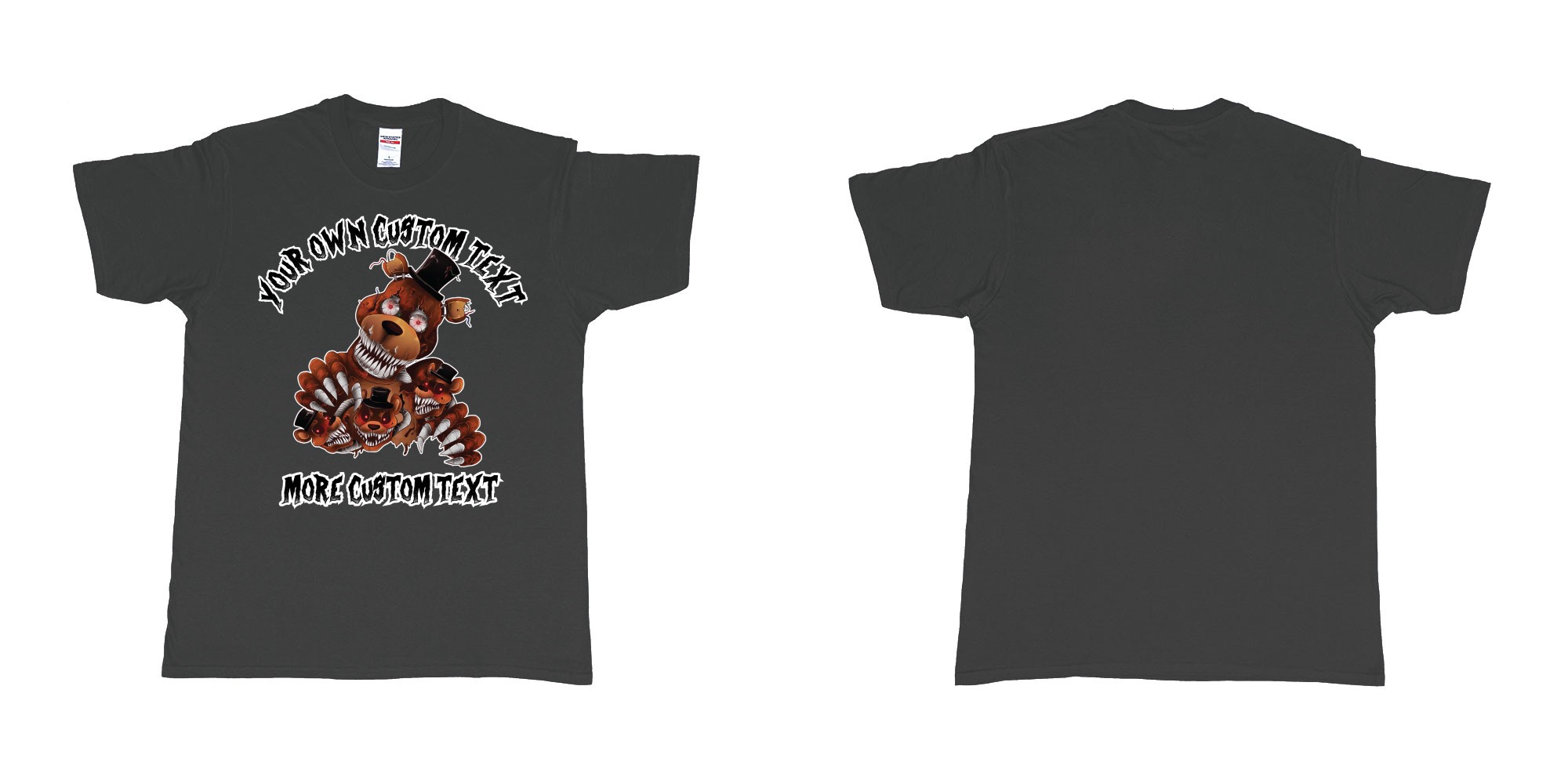Custom tshirt design five nights at freddy scary bears in fabric color black choice your own text made in Bali by The Pirate Way