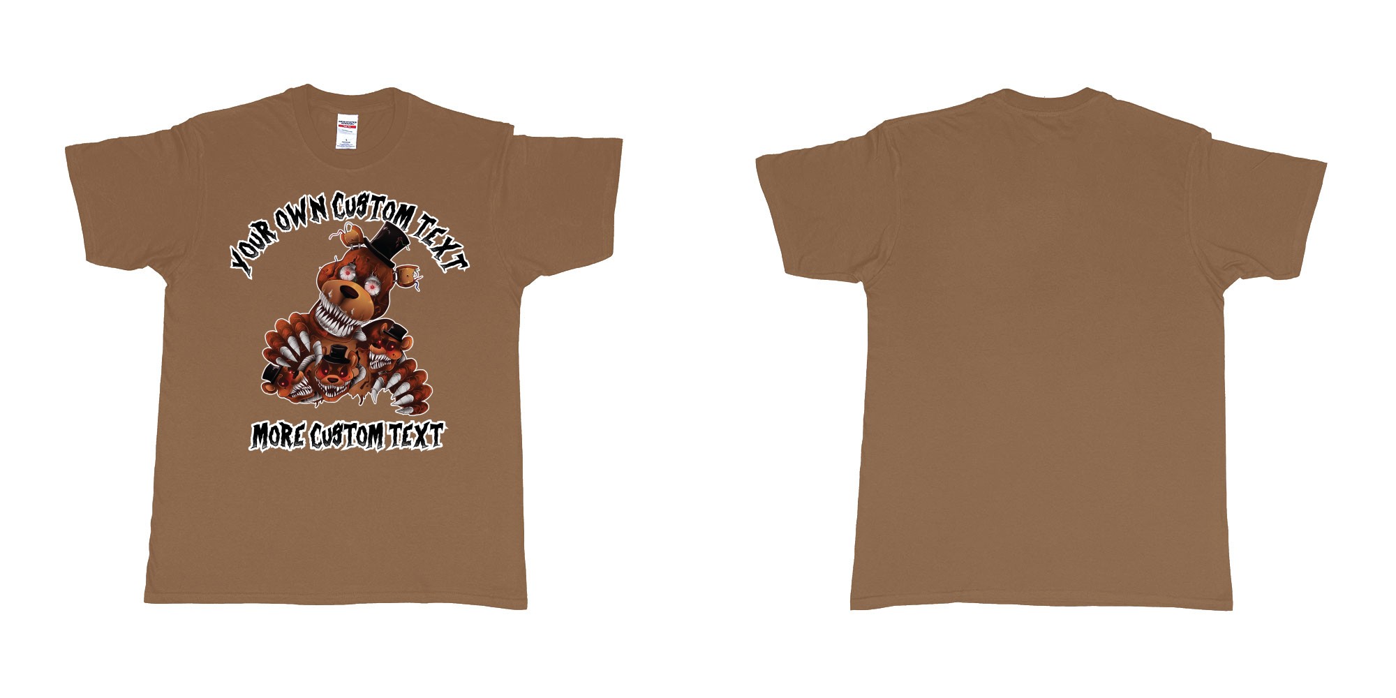 Custom tshirt design five nights at freddy scary bears in fabric color chestnut choice your own text made in Bali by The Pirate Way