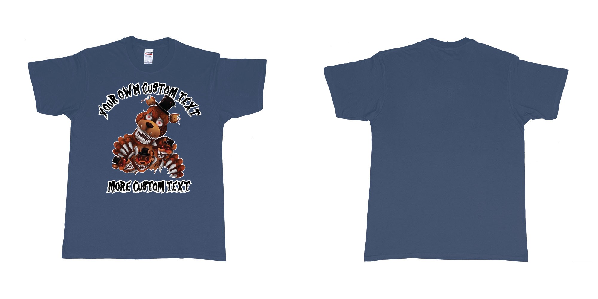 Custom tshirt design five nights at freddy scary bears in fabric color navy choice your own text made in Bali by The Pirate Way