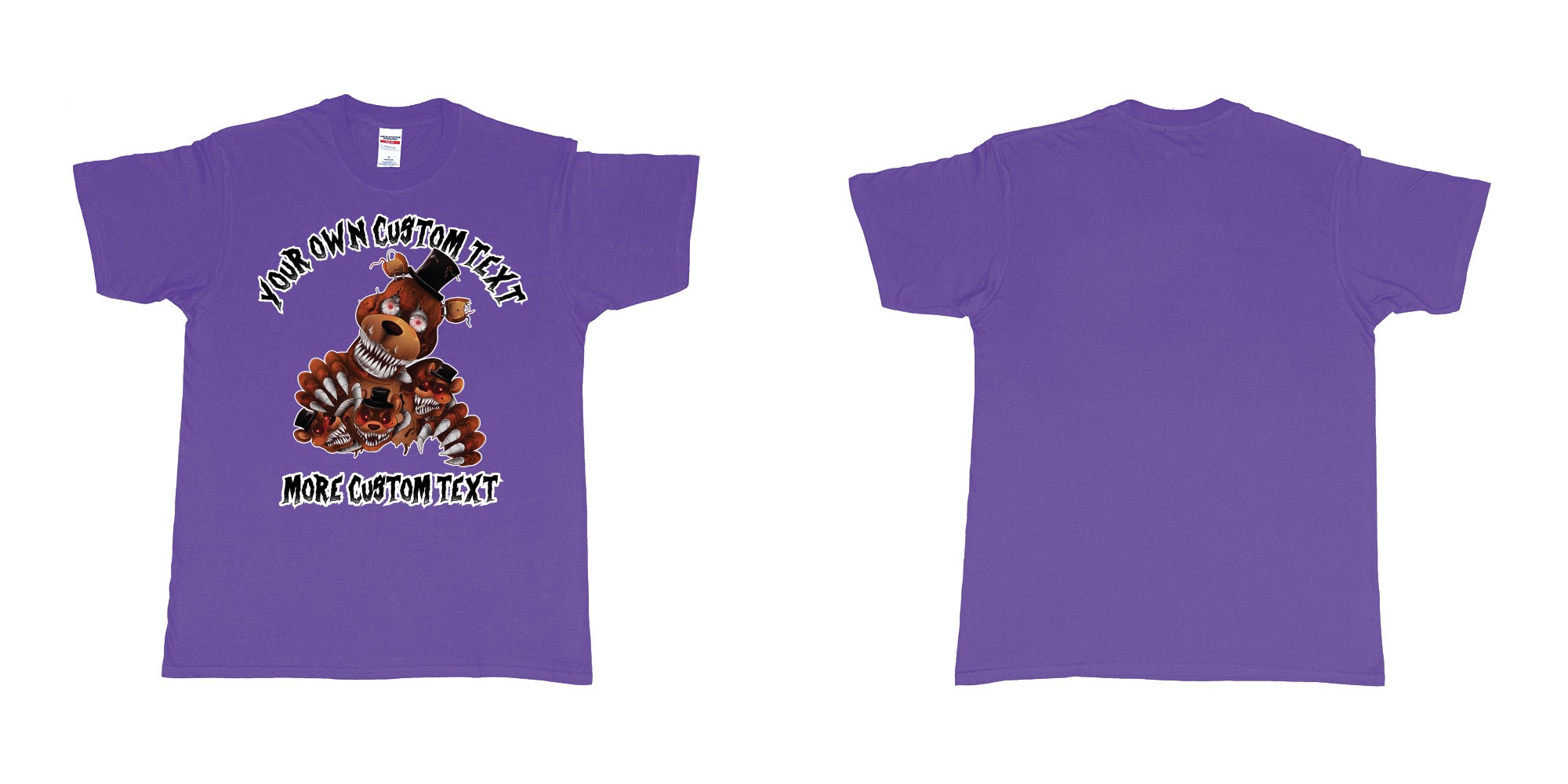 Custom tshirt design five nights at freddy scary bears in fabric color purple choice your own text made in Bali by The Pirate Way