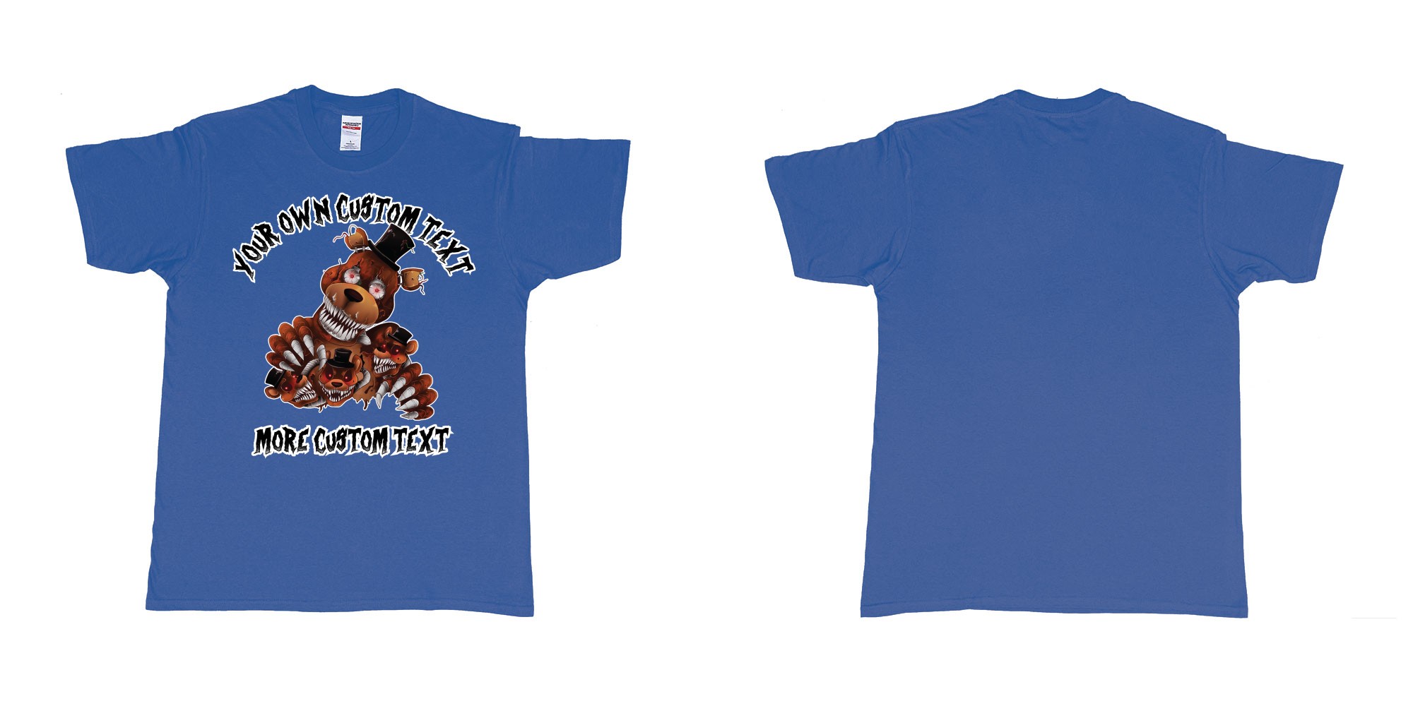 Custom tshirt design five nights at freddy scary bears in fabric color royal-blue choice your own text made in Bali by The Pirate Way
