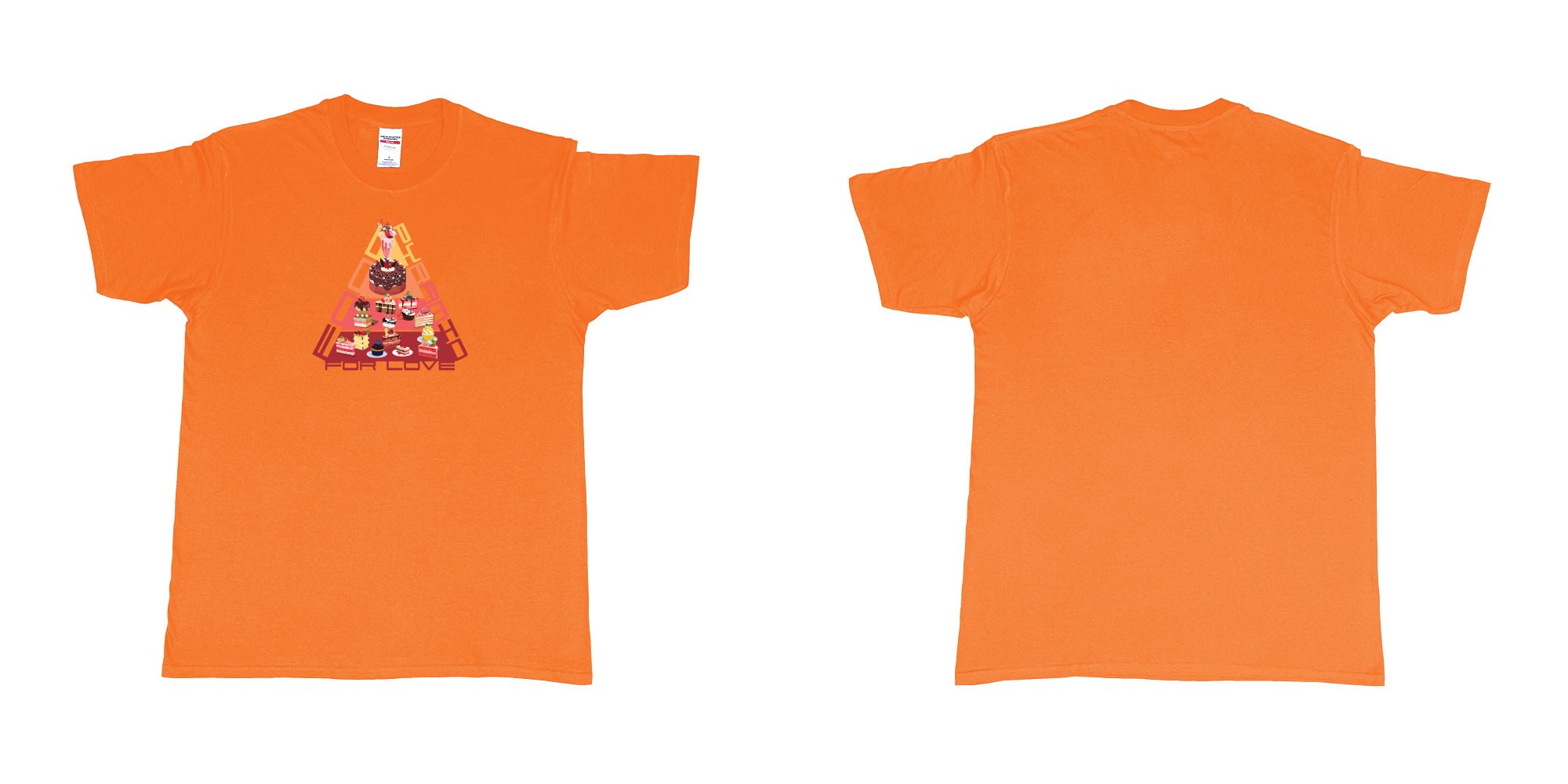 Custom tshirt design food pyramid for love in fabric color orange choice your own text made in Bali by The Pirate Way