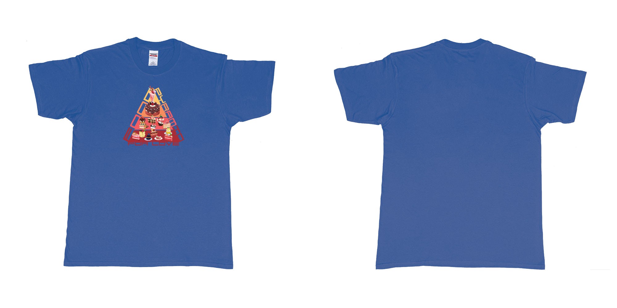 Custom tshirt design food pyramid for love in fabric color royal-blue choice your own text made in Bali by The Pirate Way