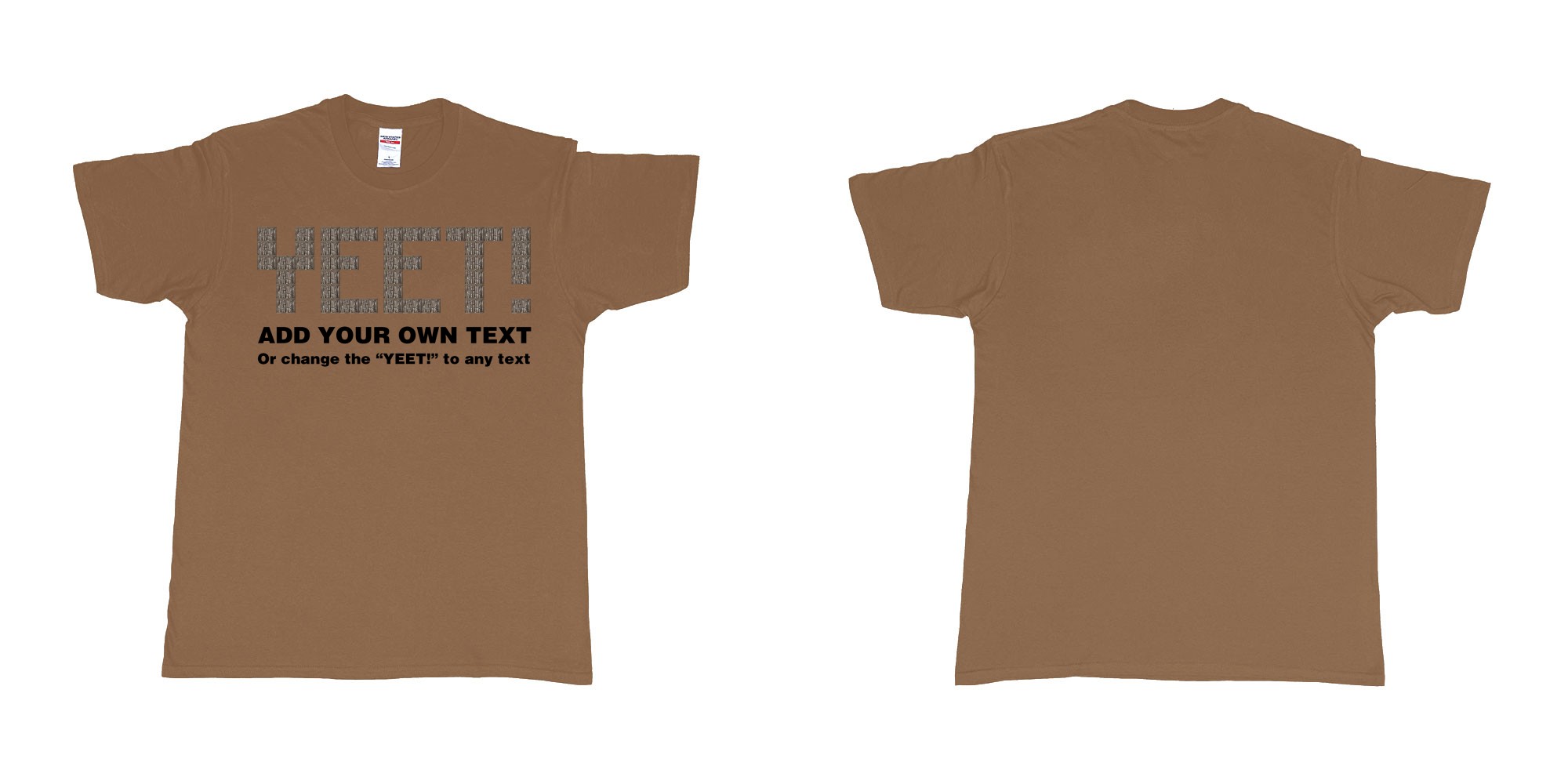 Custom tshirt design fortnite wood wall custom text yeet design in fabric color chestnut choice your own text made in Bali by The Pirate Way