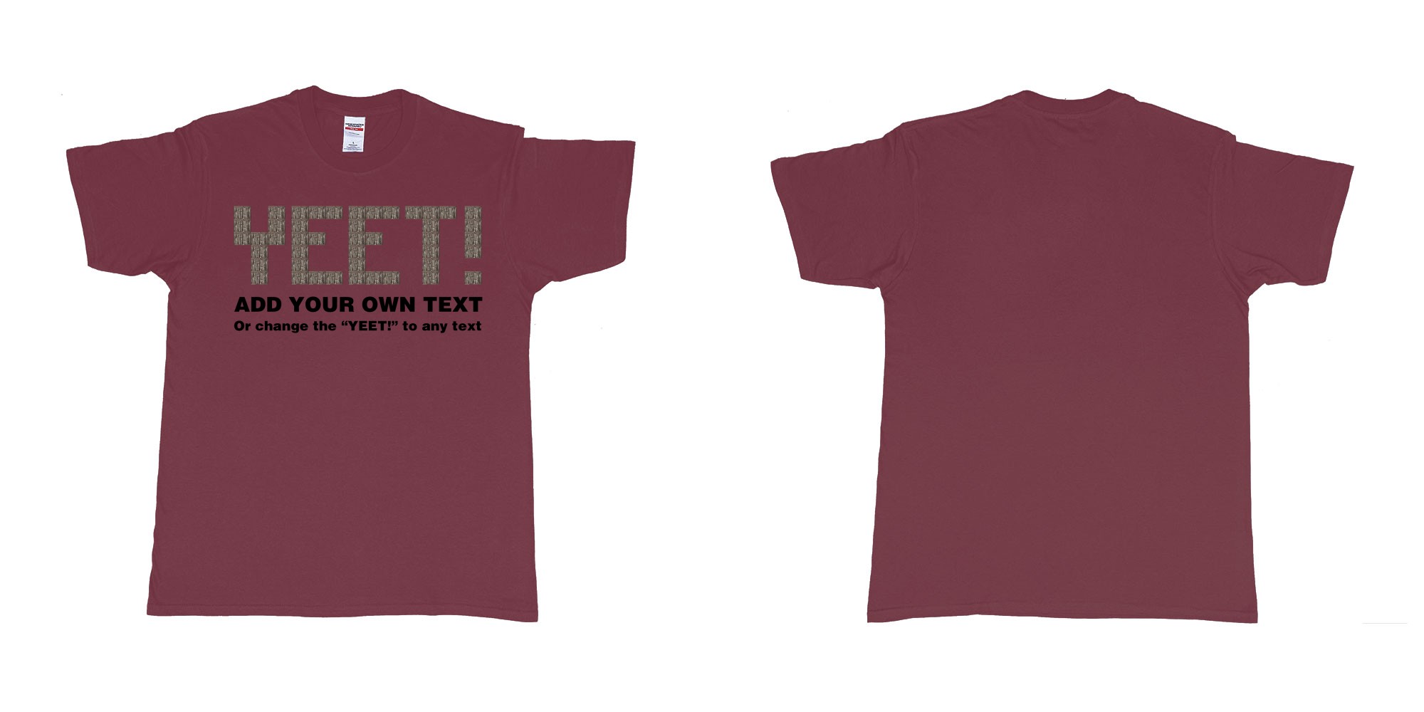 Custom tshirt design fortnite wood wall custom text yeet design in fabric color marron choice your own text made in Bali by The Pirate Way