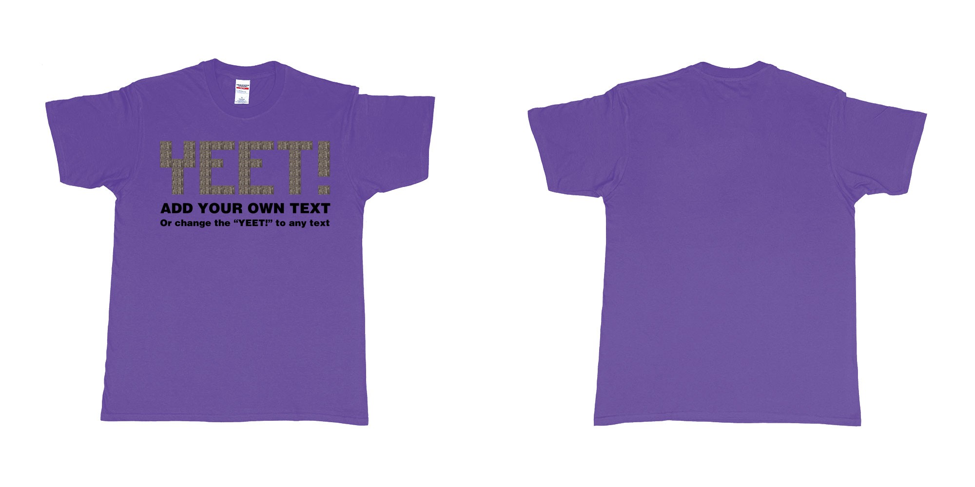 Custom tshirt design fortnite wood wall custom text yeet design in fabric color purple choice your own text made in Bali by The Pirate Way