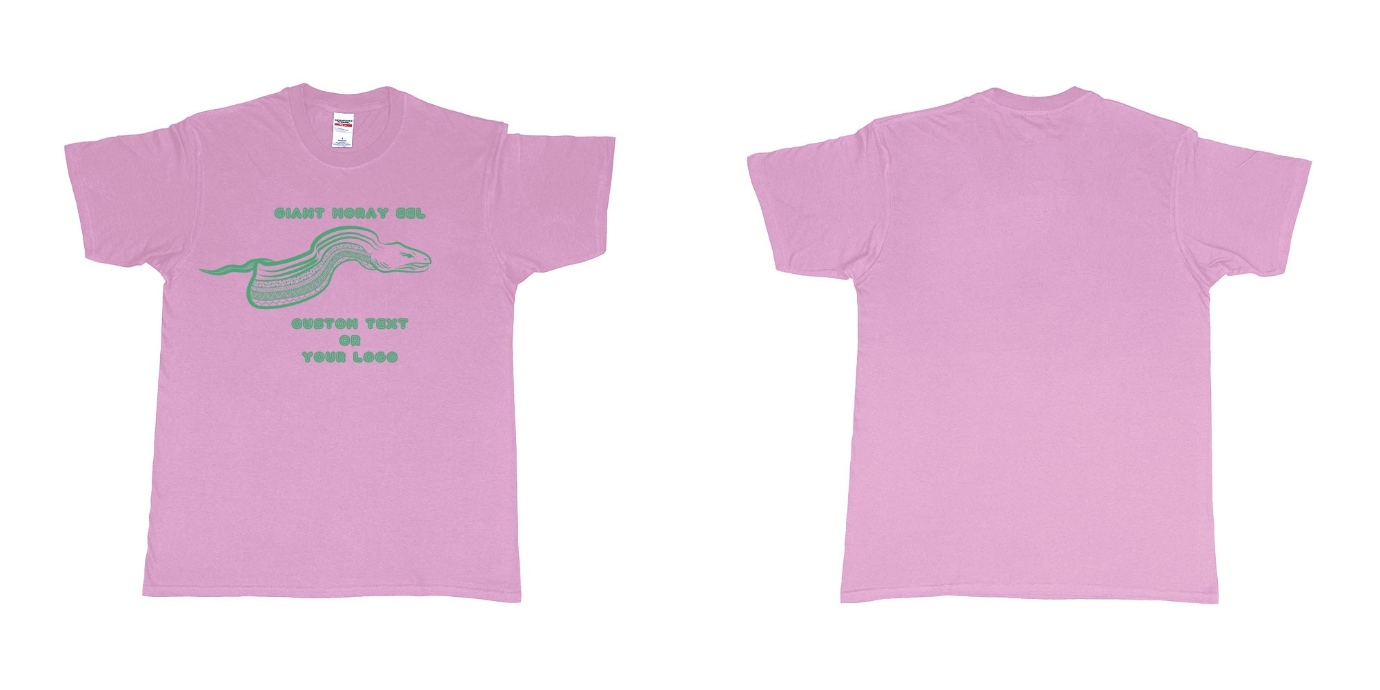 Custom tshirt design giant moray eel tribal in fabric color light-pink choice your own text made in Bali by The Pirate Way