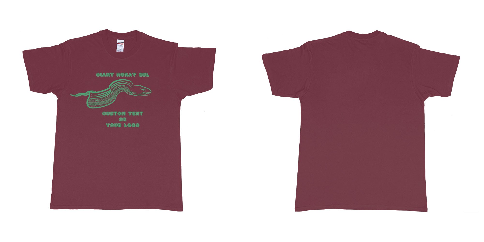 Custom tshirt design giant moray eel tribal in fabric color marron choice your own text made in Bali by The Pirate Way