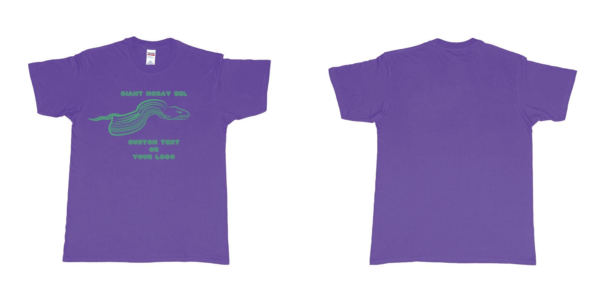 Custom tshirt design giant moray eel tribal in fabric color purple choice your own text made in Bali by The Pirate Way