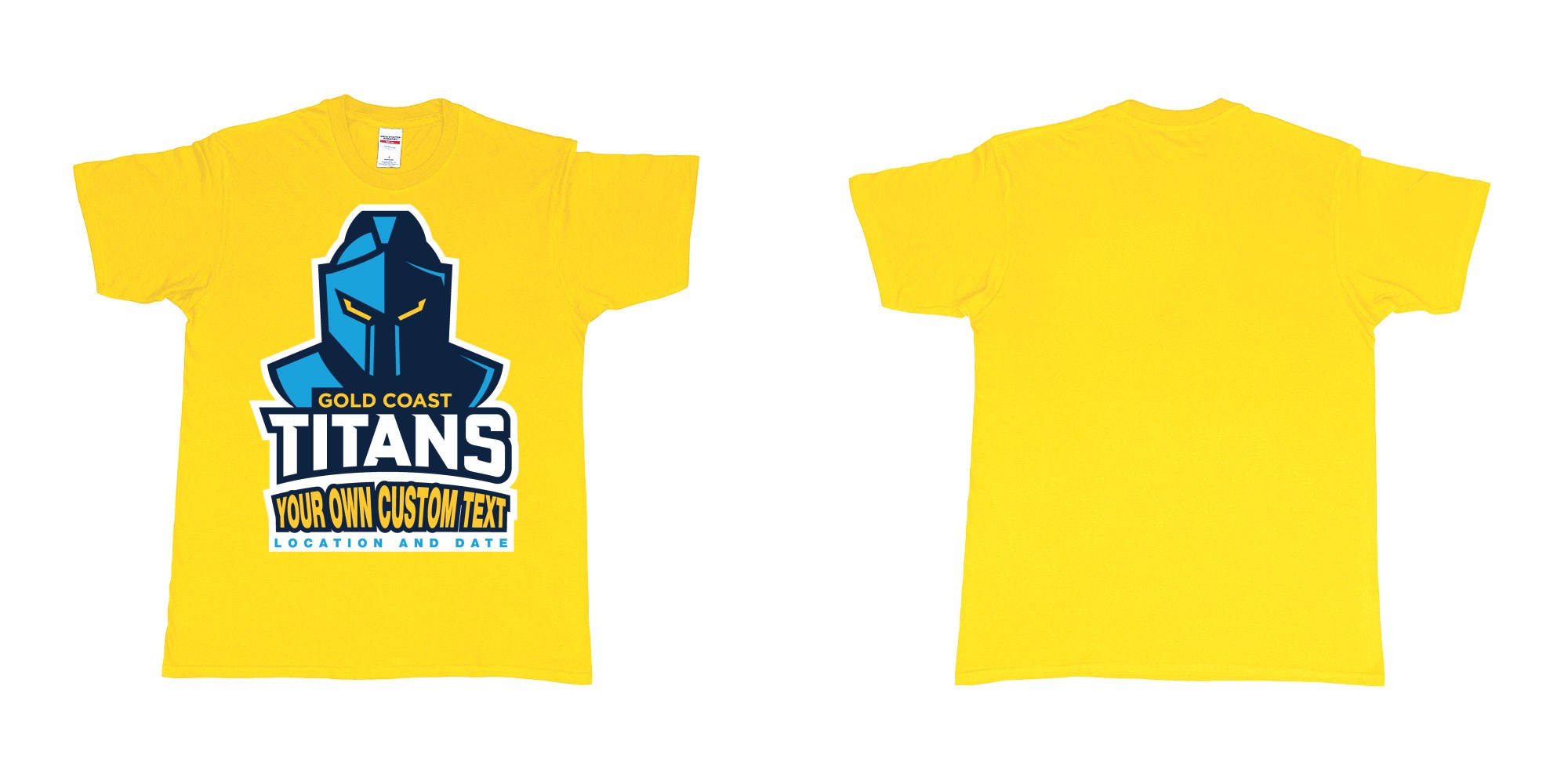 Custom tshirt design gold coast titans own custom design print in fabric color daisy choice your own text made in Bali by The Pirate Way