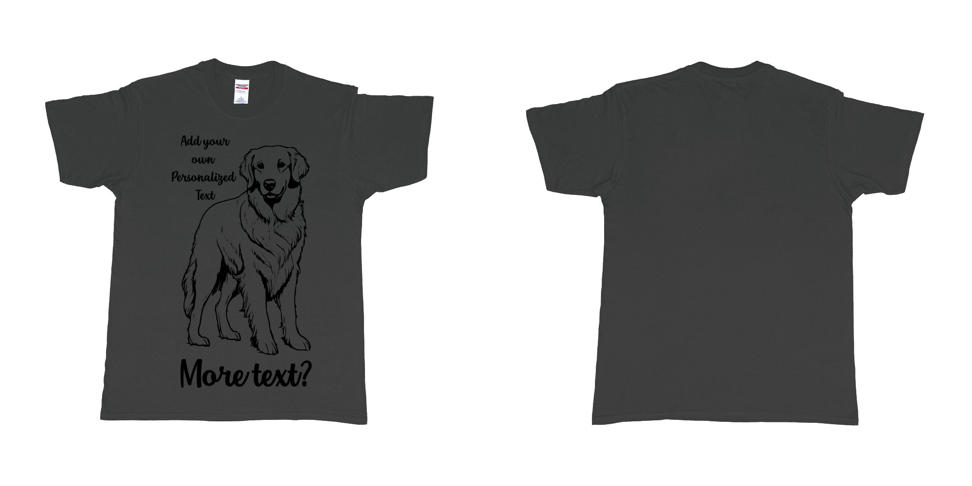 Custom tshirt design golden retriever dog breed personalized text in fabric color black choice your own text made in Bali by The Pirate Way