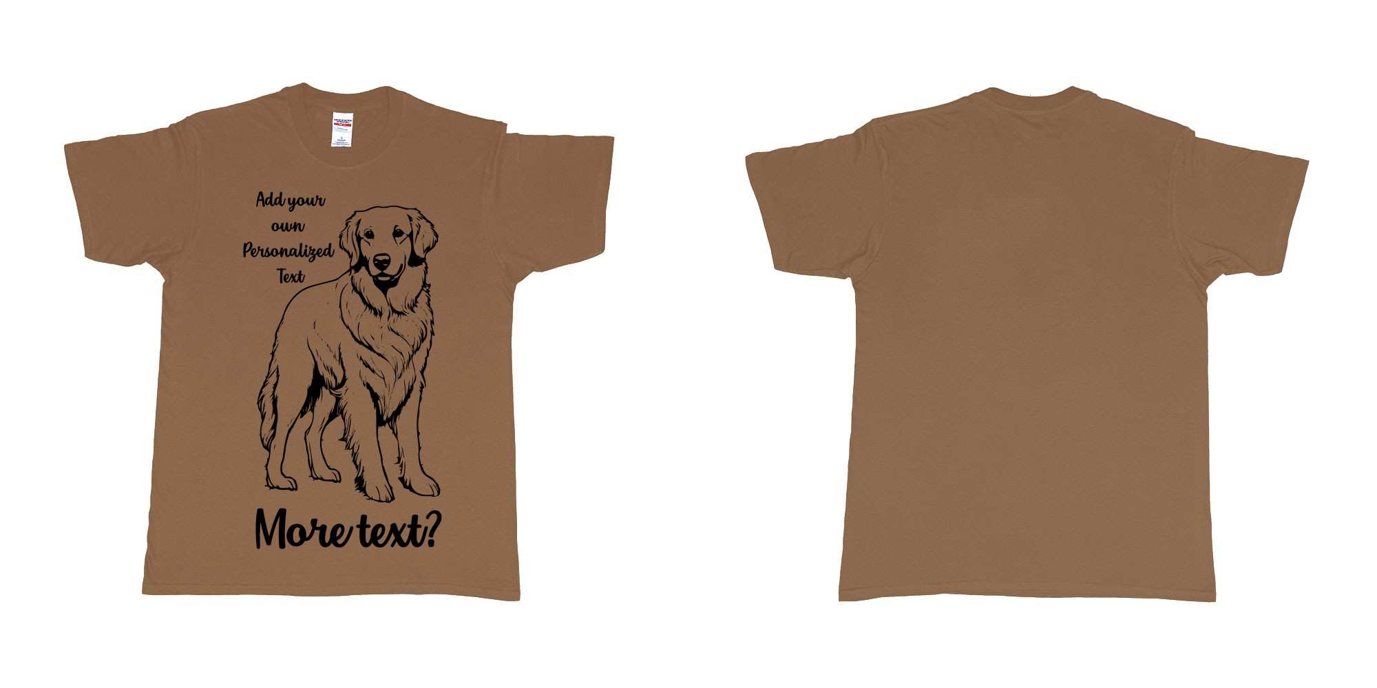Custom tshirt design golden retriever dog breed personalized text in fabric color chestnut choice your own text made in Bali by The Pirate Way