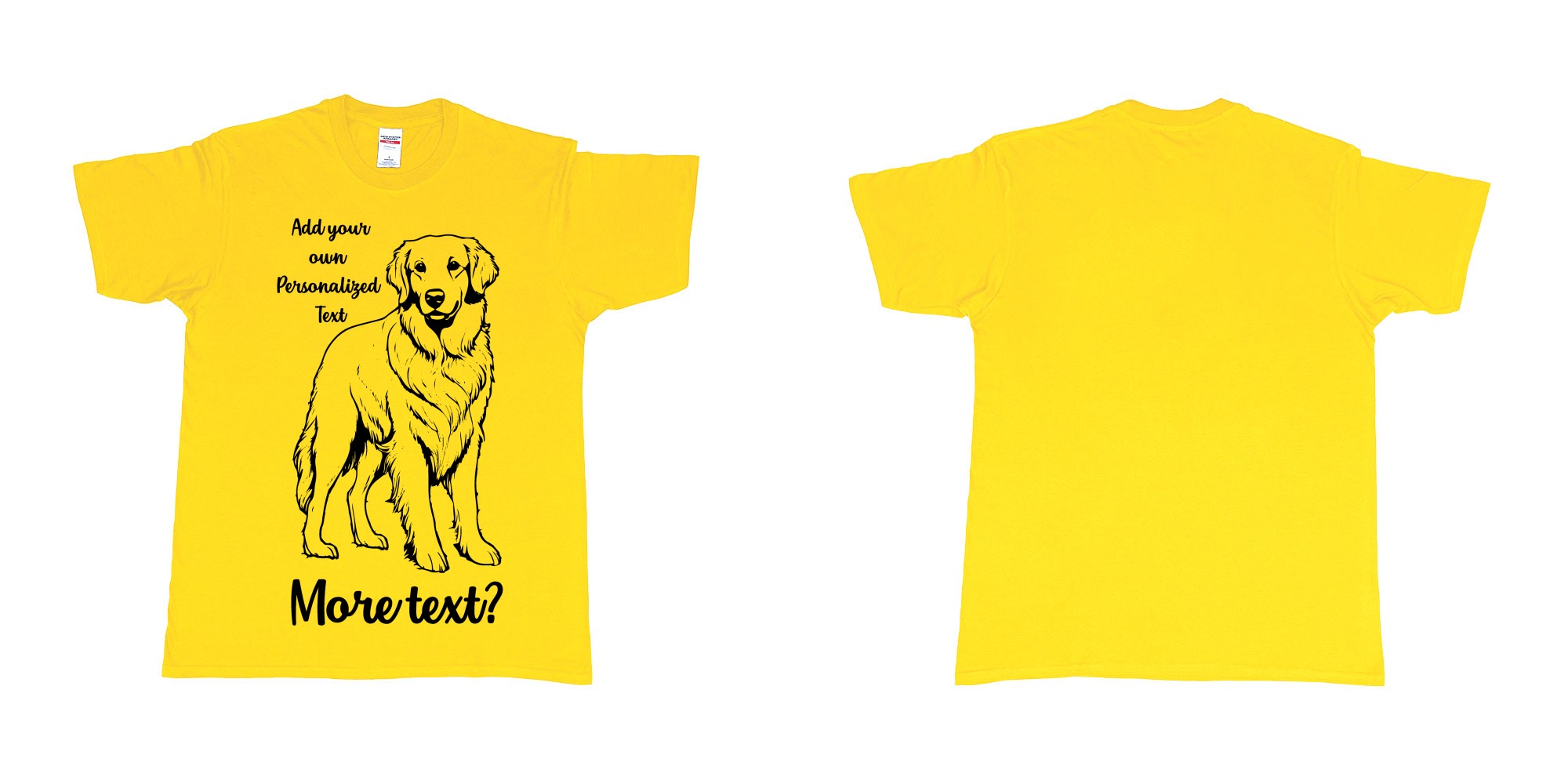 Custom tshirt design golden retriever dog breed personalized text in fabric color daisy choice your own text made in Bali by The Pirate Way