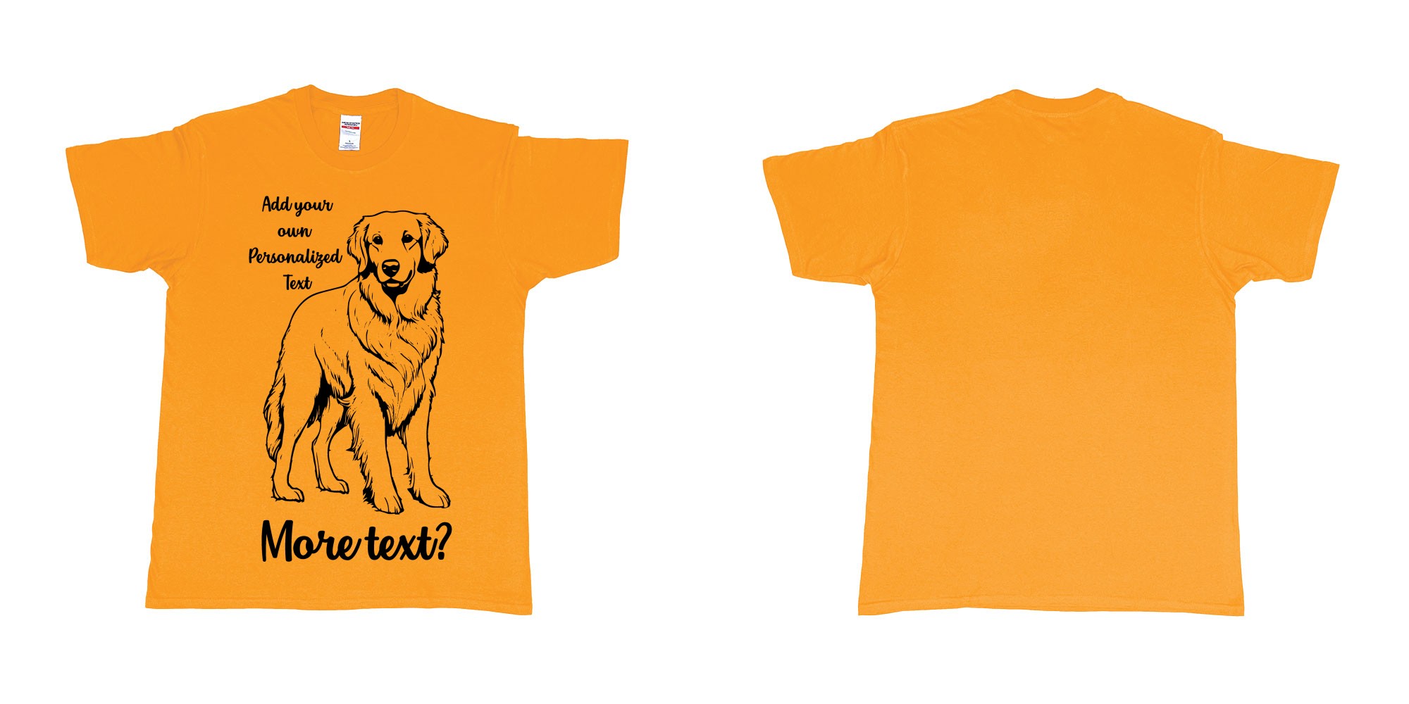 Custom tshirt design golden retriever dog breed personalized text in fabric color gold choice your own text made in Bali by The Pirate Way