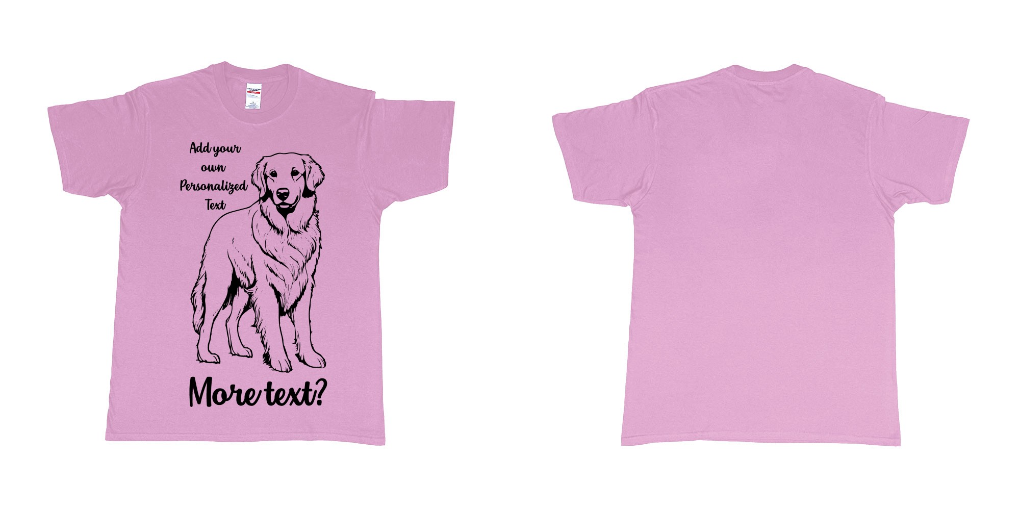 Custom tshirt design golden retriever dog breed personalized text in fabric color light-pink choice your own text made in Bali by The Pirate Way