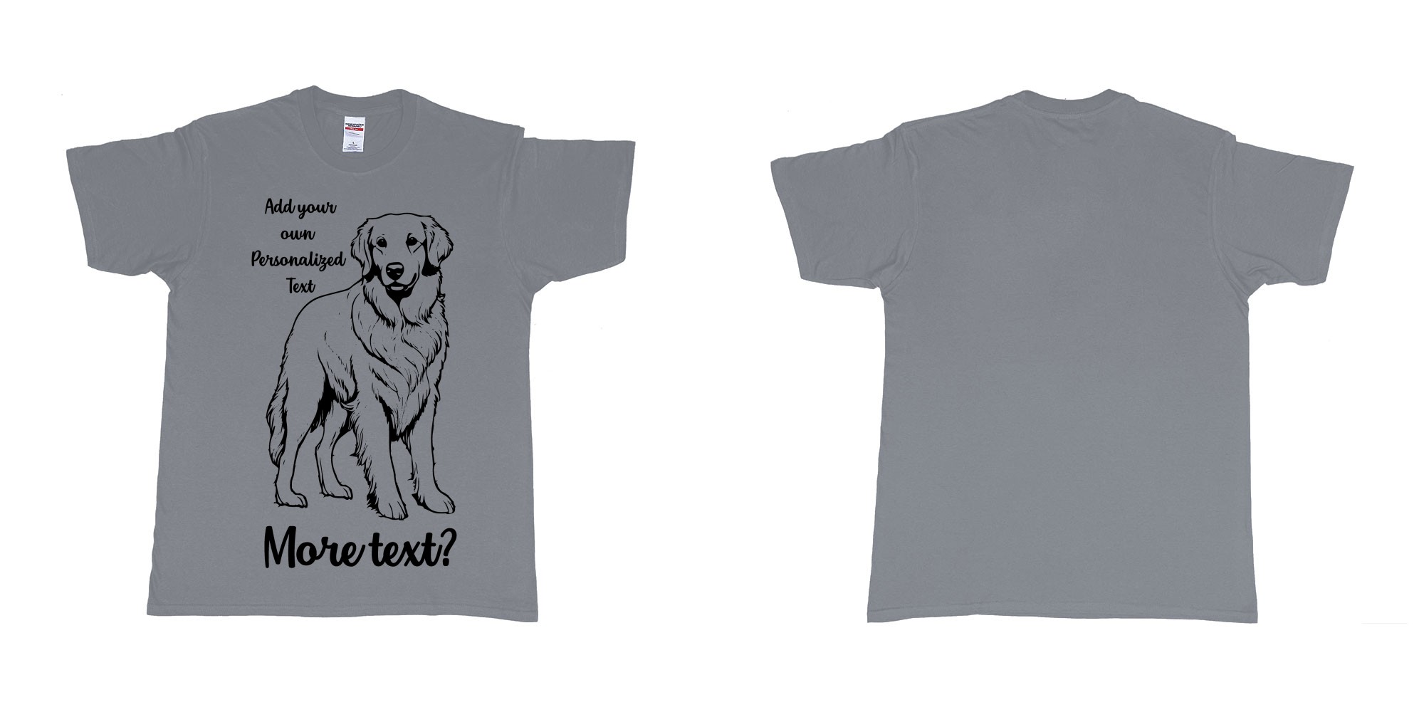 Custom tshirt design golden retriever dog breed personalized text in fabric color misty choice your own text made in Bali by The Pirate Way