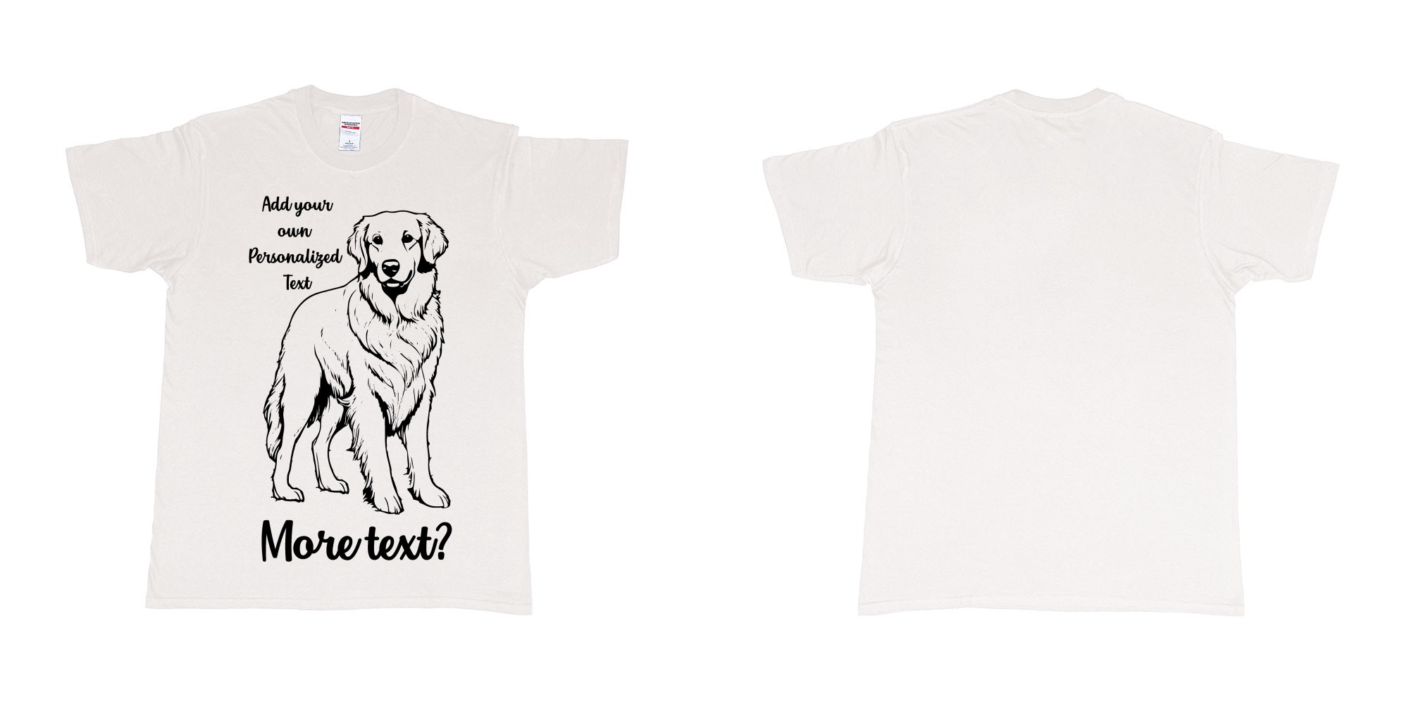 Custom tshirt design golden retriever dog breed personalized text in fabric color white choice your own text made in Bali by The Pirate Way
