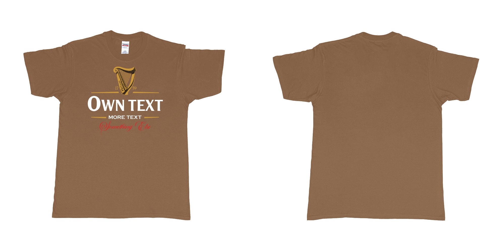 Custom tshirt design guinness beer custom text teeshirt printing in fabric color chestnut choice your own text made in Bali by The Pirate Way