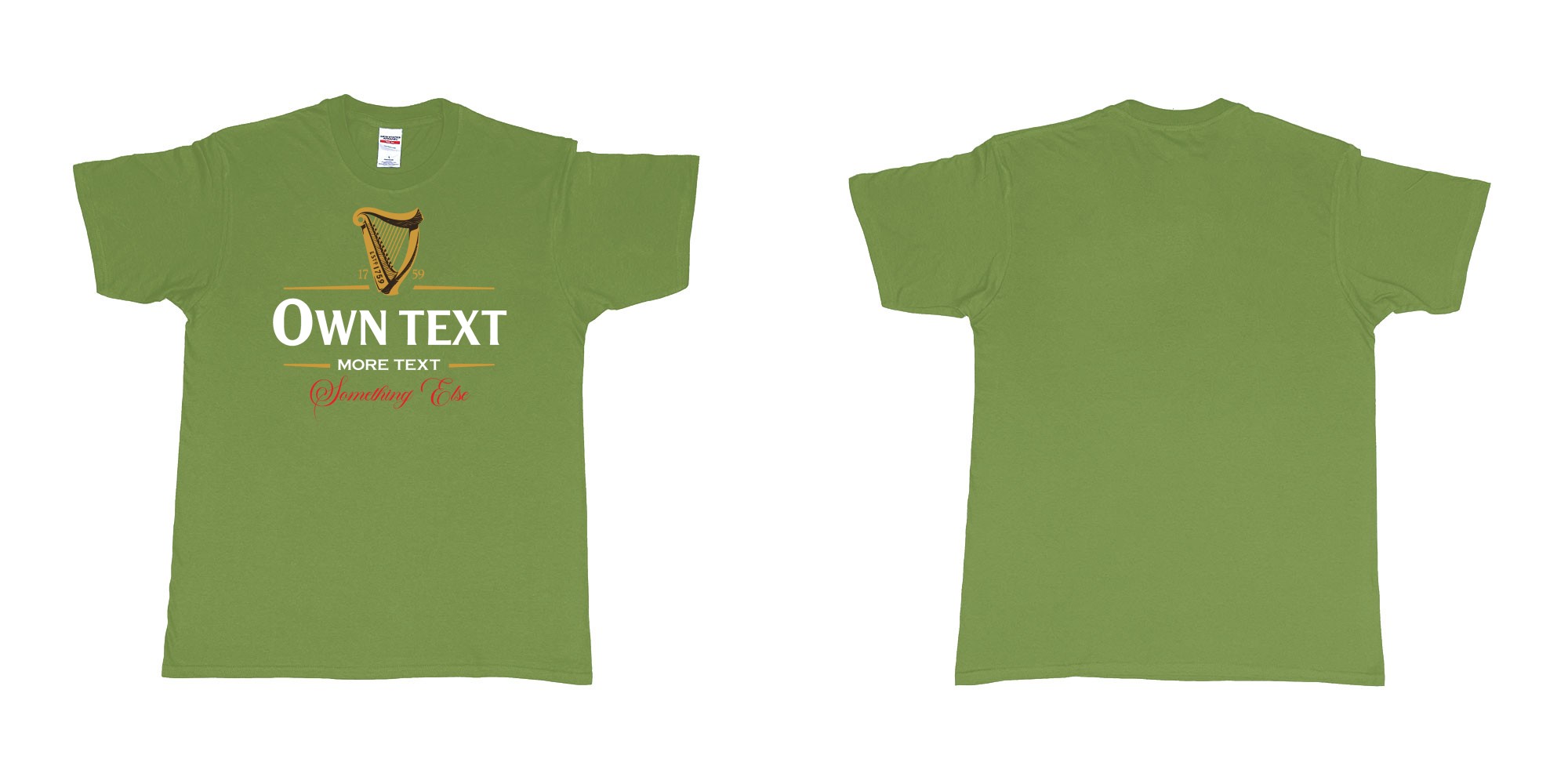 Custom tshirt design guinness beer custom text teeshirt printing in fabric color military-green choice your own text made in Bali by The Pirate Way