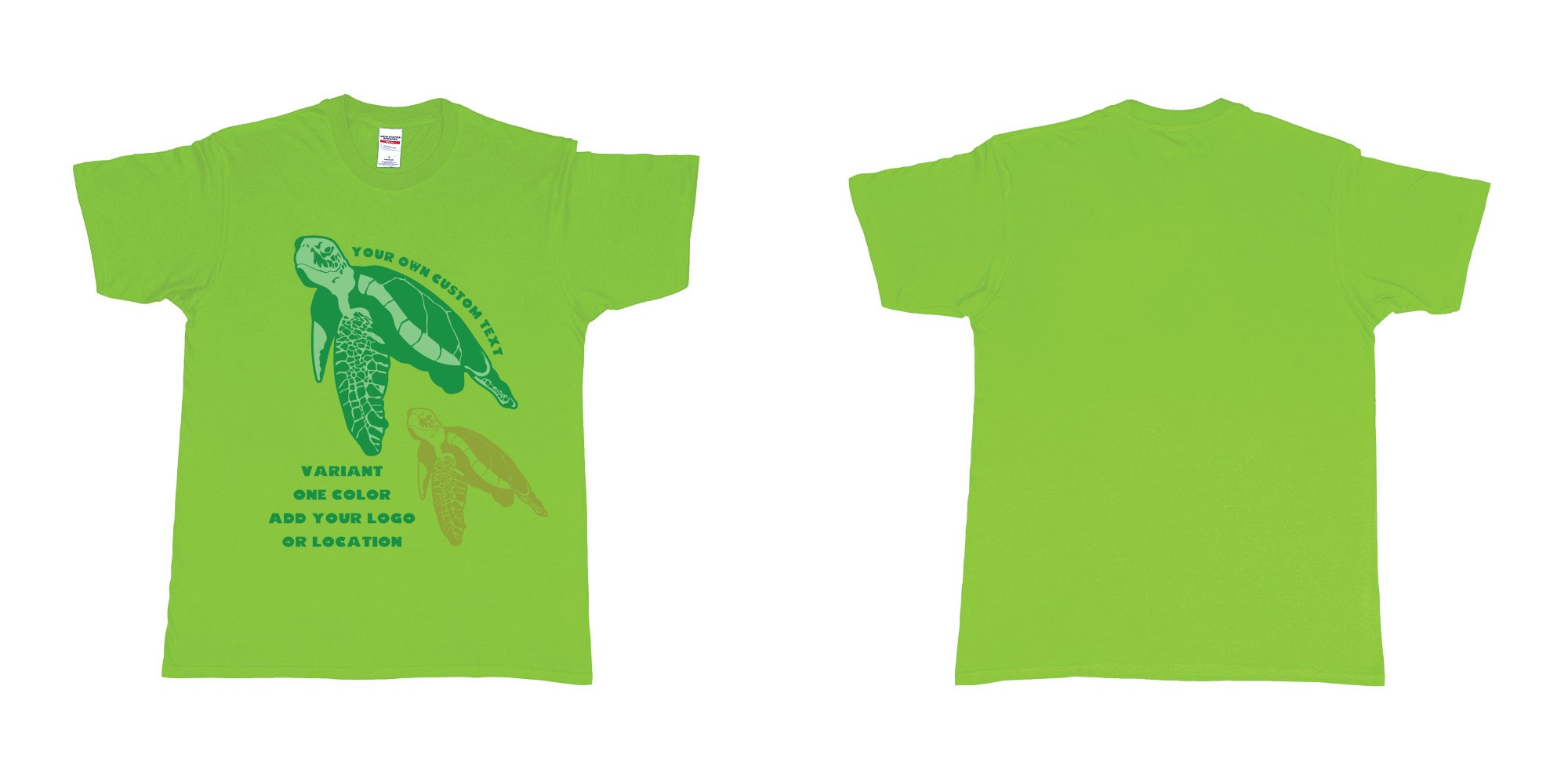 Custom tshirt design hawksbill green sea turtle chilling add logo in fabric color lime choice your own text made in Bali by The Pirate Way