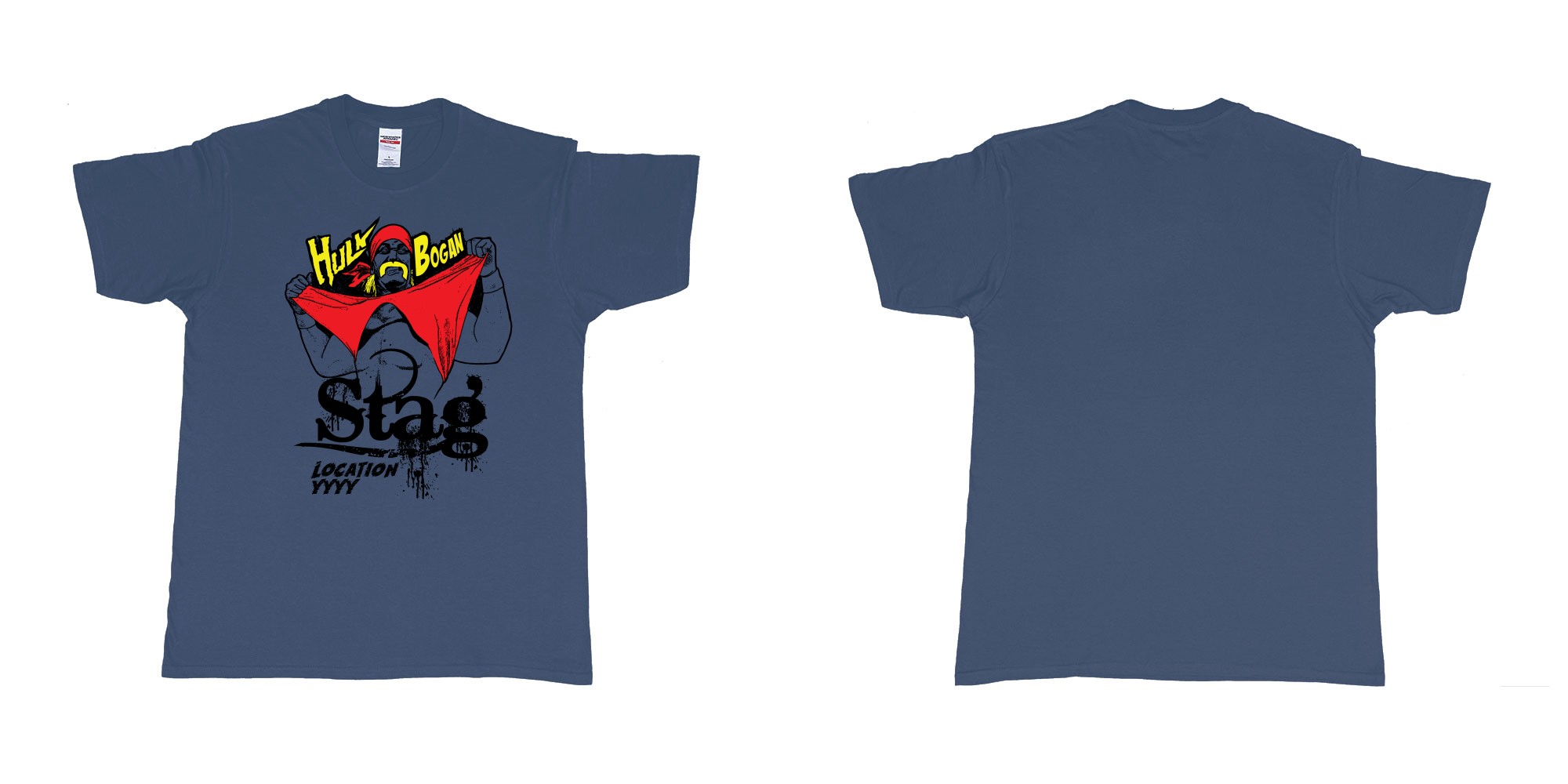 Custom tshirt design hulk hogan bogan in fabric color navy choice your own text made in Bali by The Pirate Way