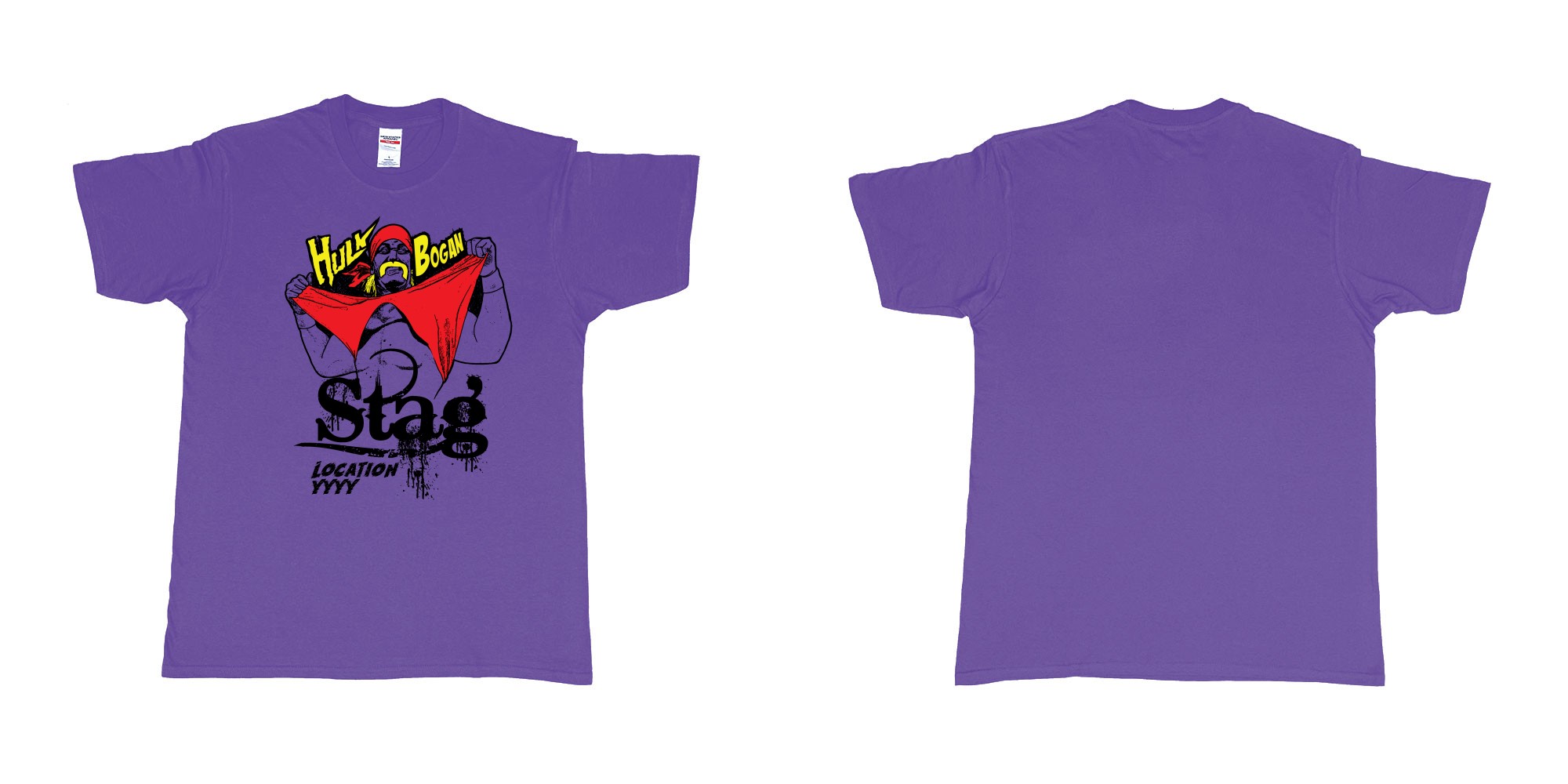 Custom tshirt design hulk hogan bogan in fabric color purple choice your own text made in Bali by The Pirate Way