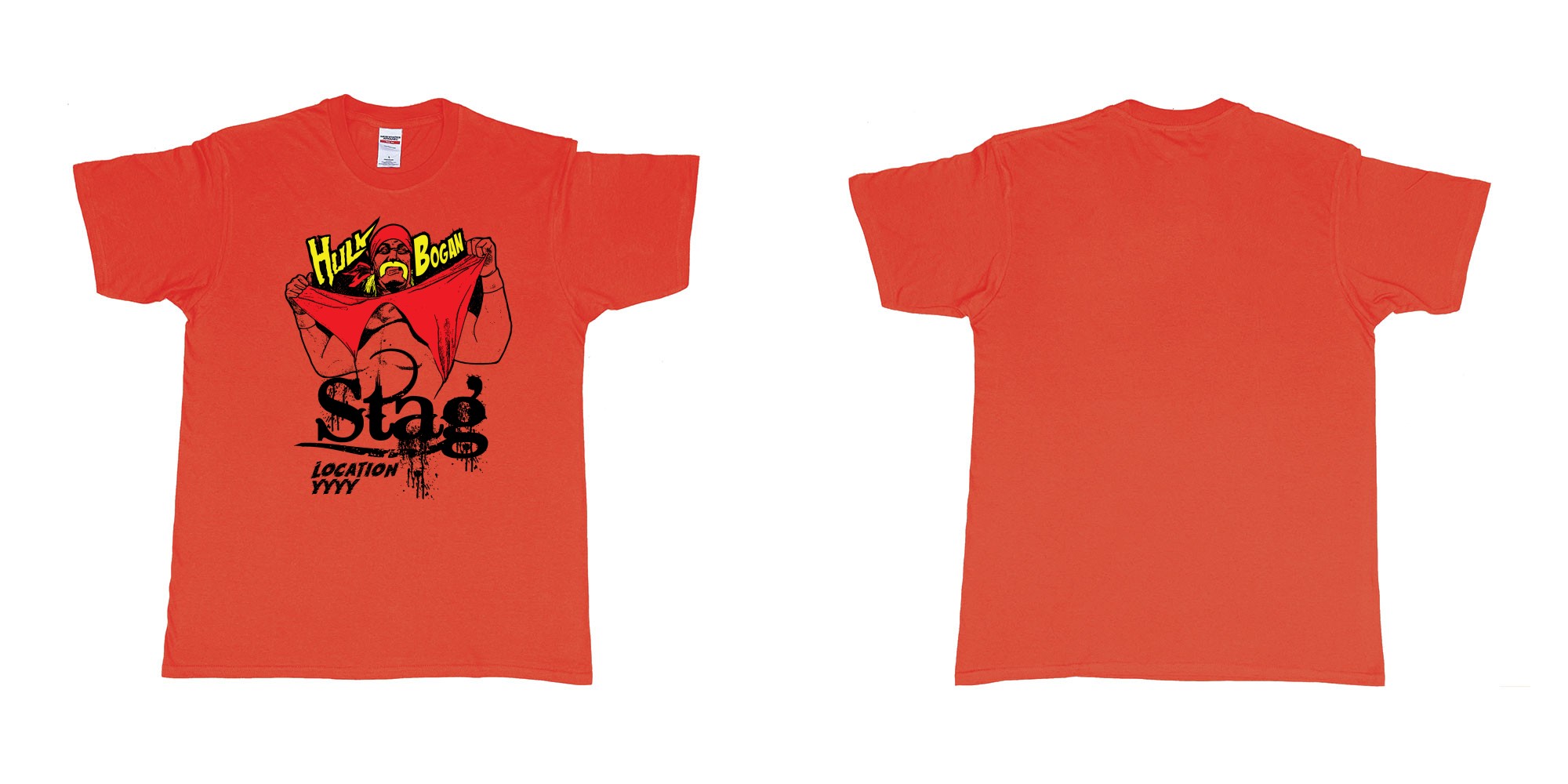 Custom tshirt design hulk hogan bogan in fabric color red choice your own text made in Bali by The Pirate Way