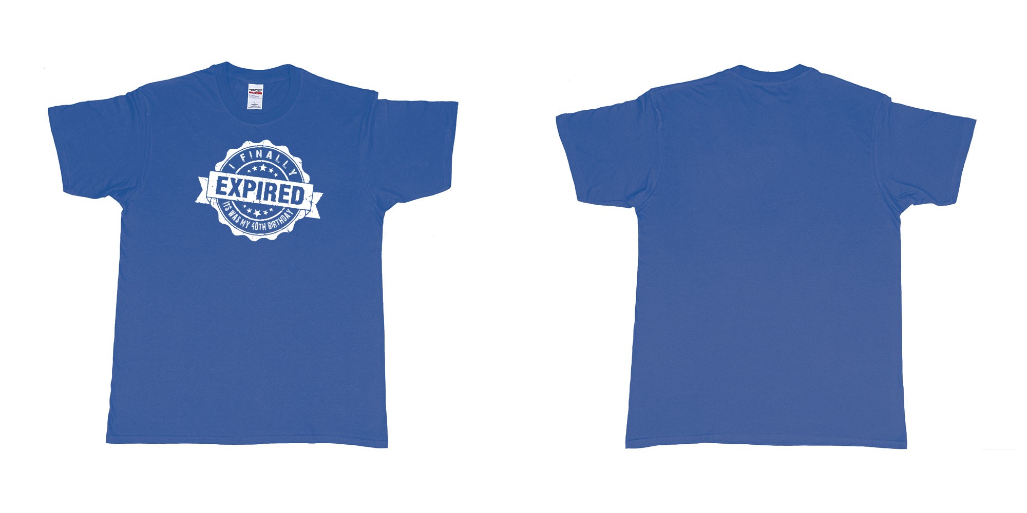 Custom tshirt design i finally expiered in fabric color royal-blue choice your own text made in Bali by The Pirate Way