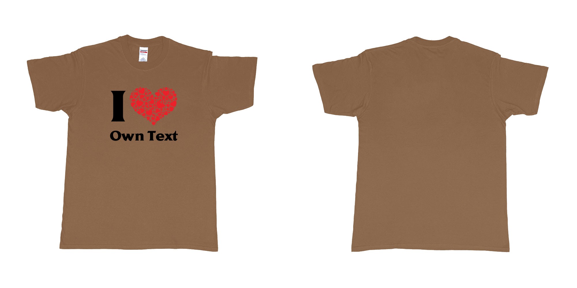 Custom tshirt design i loveheart custom own text bali tees mom dad beach kuta in fabric color chestnut choice your own text made in Bali by The Pirate Way