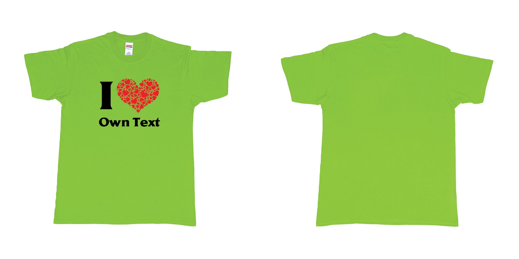 Custom tshirt design i loveheart custom own text bali tees mom dad beach kuta in fabric color lime choice your own text made in Bali by The Pirate Way