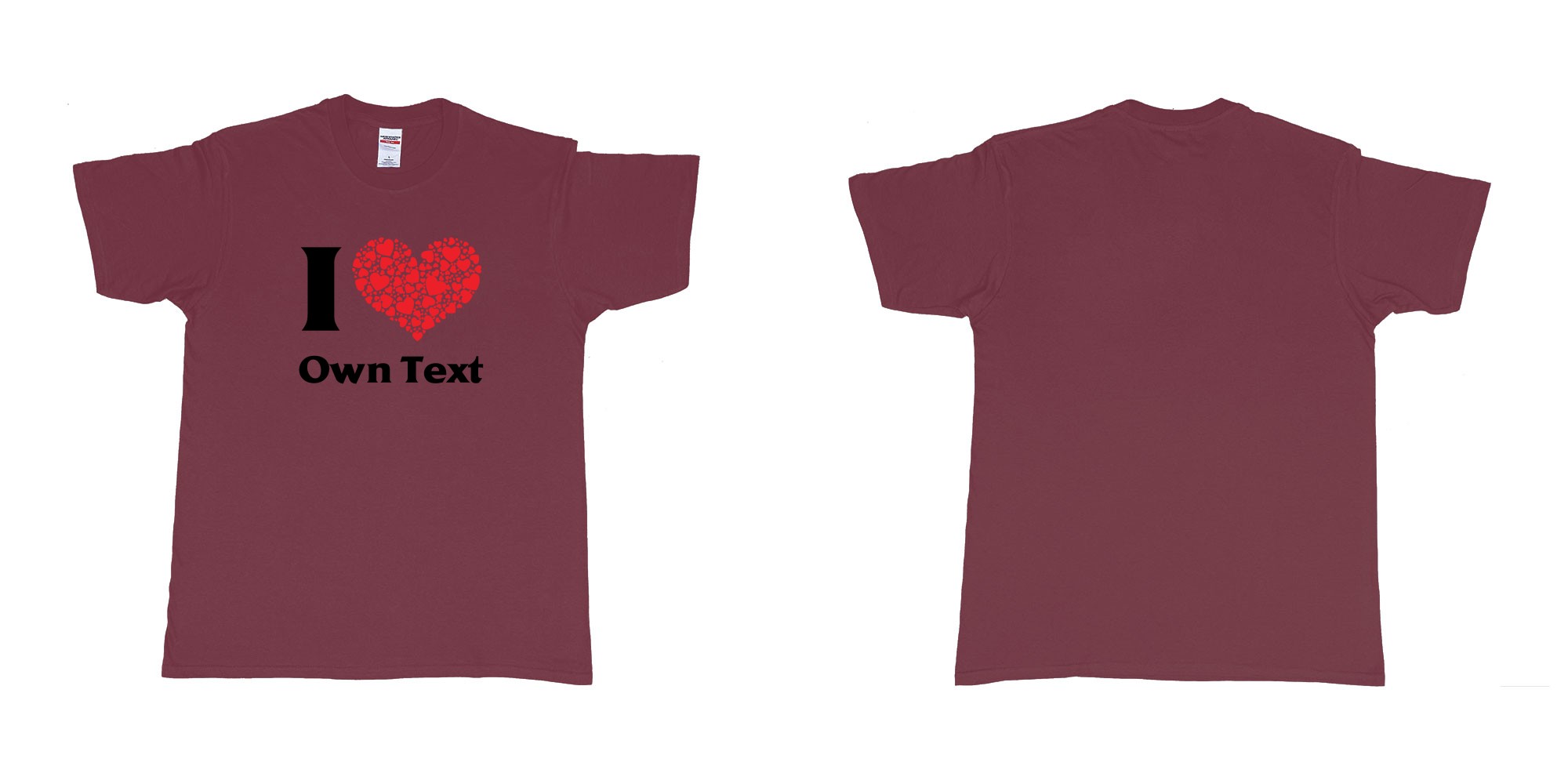 Custom tshirt design i loveheart custom own text bali tees mom dad beach kuta in fabric color marron choice your own text made in Bali by The Pirate Way