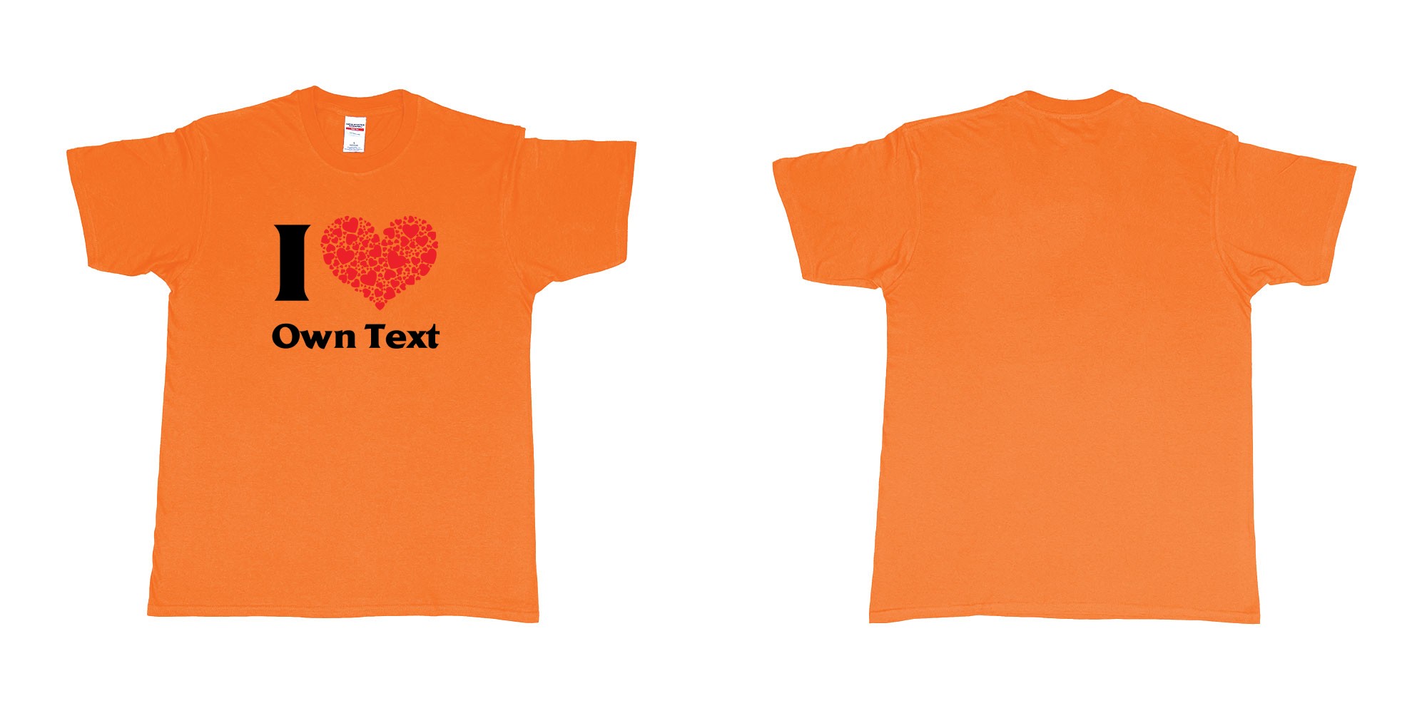 Custom tshirt design i loveheart custom own text bali tees mom dad beach kuta in fabric color orange choice your own text made in Bali by The Pirate Way