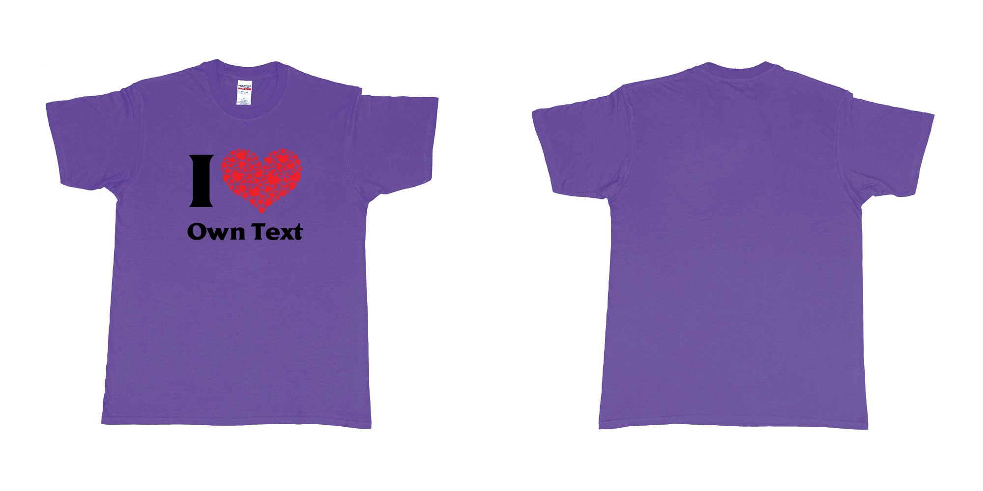 Custom tshirt design i loveheart custom own text bali tees mom dad beach kuta in fabric color purple choice your own text made in Bali by The Pirate Way