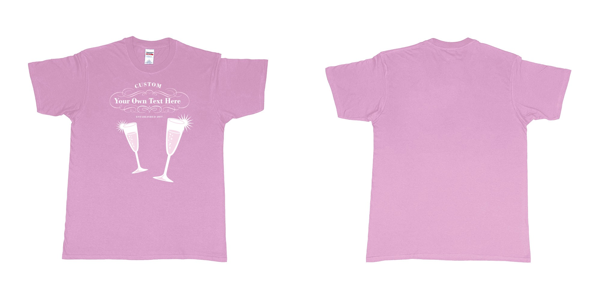 Custom tshirt design laurent perrier champagne logo in fabric color light-pink choice your own text made in Bali by The Pirate Way