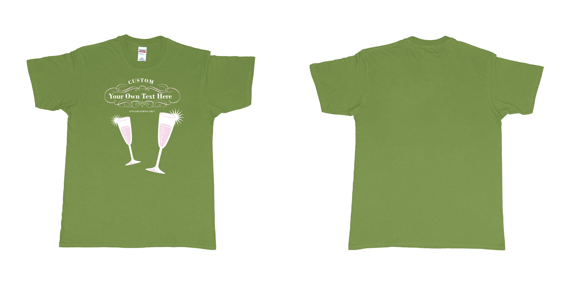 Custom tshirt design laurent perrier champagne logo in fabric color military-green choice your own text made in Bali by The Pirate Way