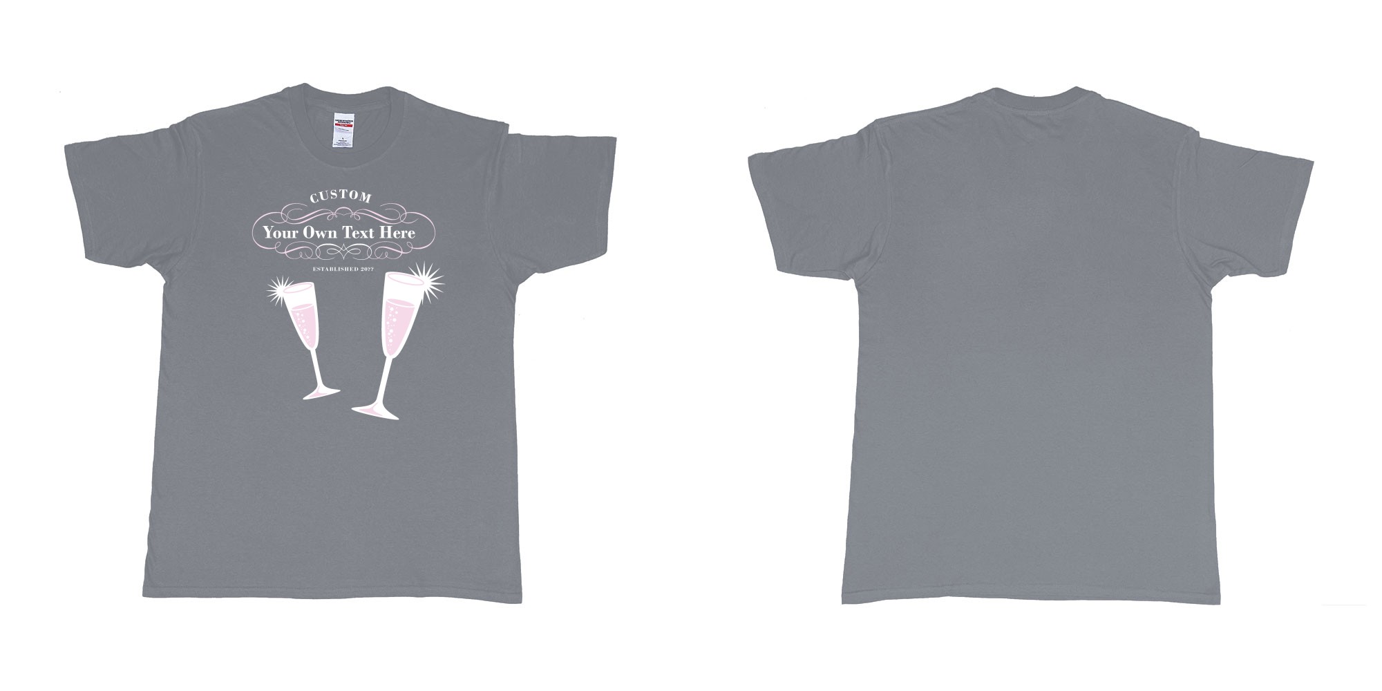 Custom tshirt design laurent perrier champagne logo in fabric color misty choice your own text made in Bali by The Pirate Way
