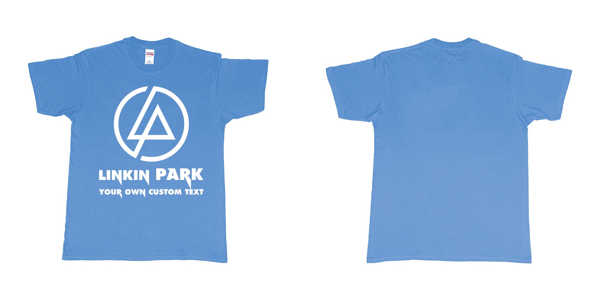 Custom tshirt design linkin park custom tshirt printing bali in fabric color carolina-blue choice your own text made in Bali by The Pirate Way
