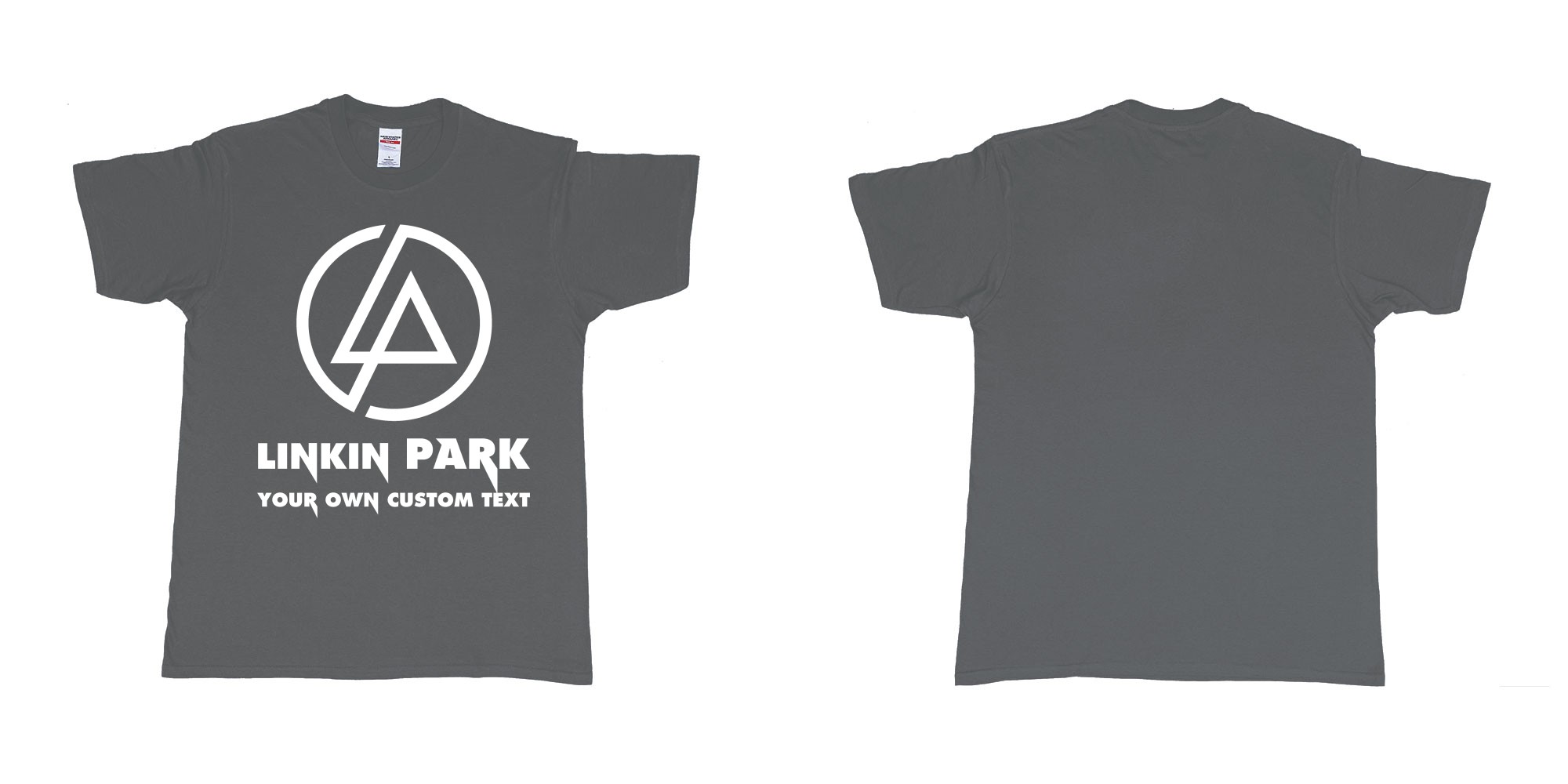 Custom tshirt design linkin park custom tshirt printing bali in fabric color charcoal choice your own text made in Bali by The Pirate Way