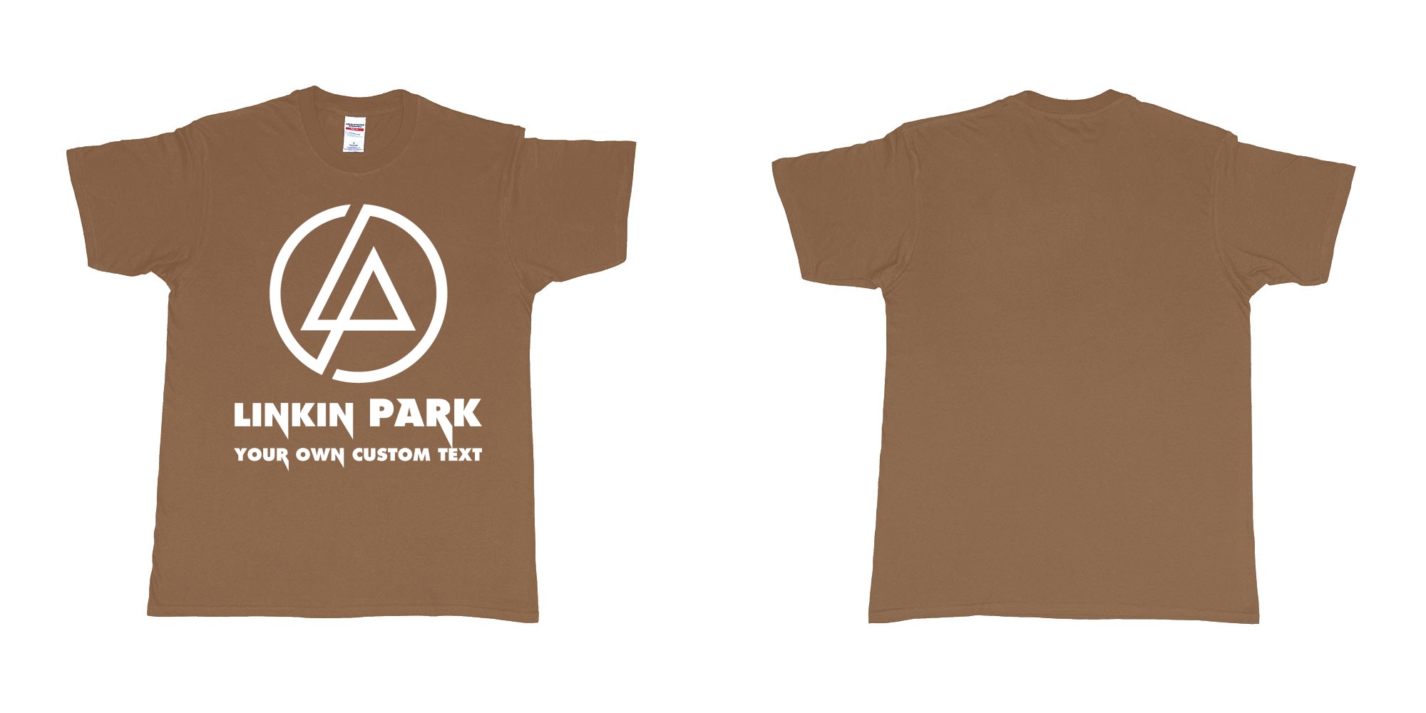 Custom tshirt design linkin park custom tshirt printing bali in fabric color chestnut choice your own text made in Bali by The Pirate Way