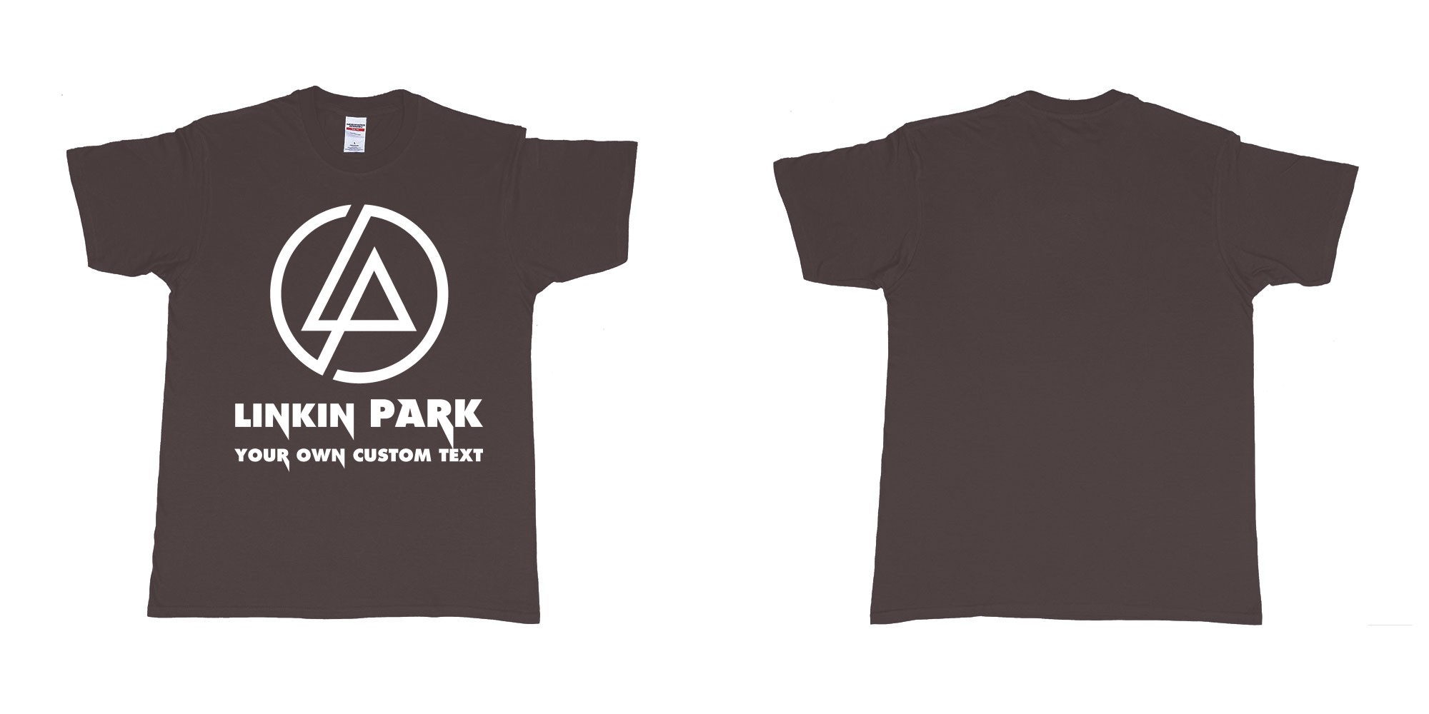 Custom tshirt design linkin park custom tshirt printing bali in fabric color dark-chocolate choice your own text made in Bali by The Pirate Way
