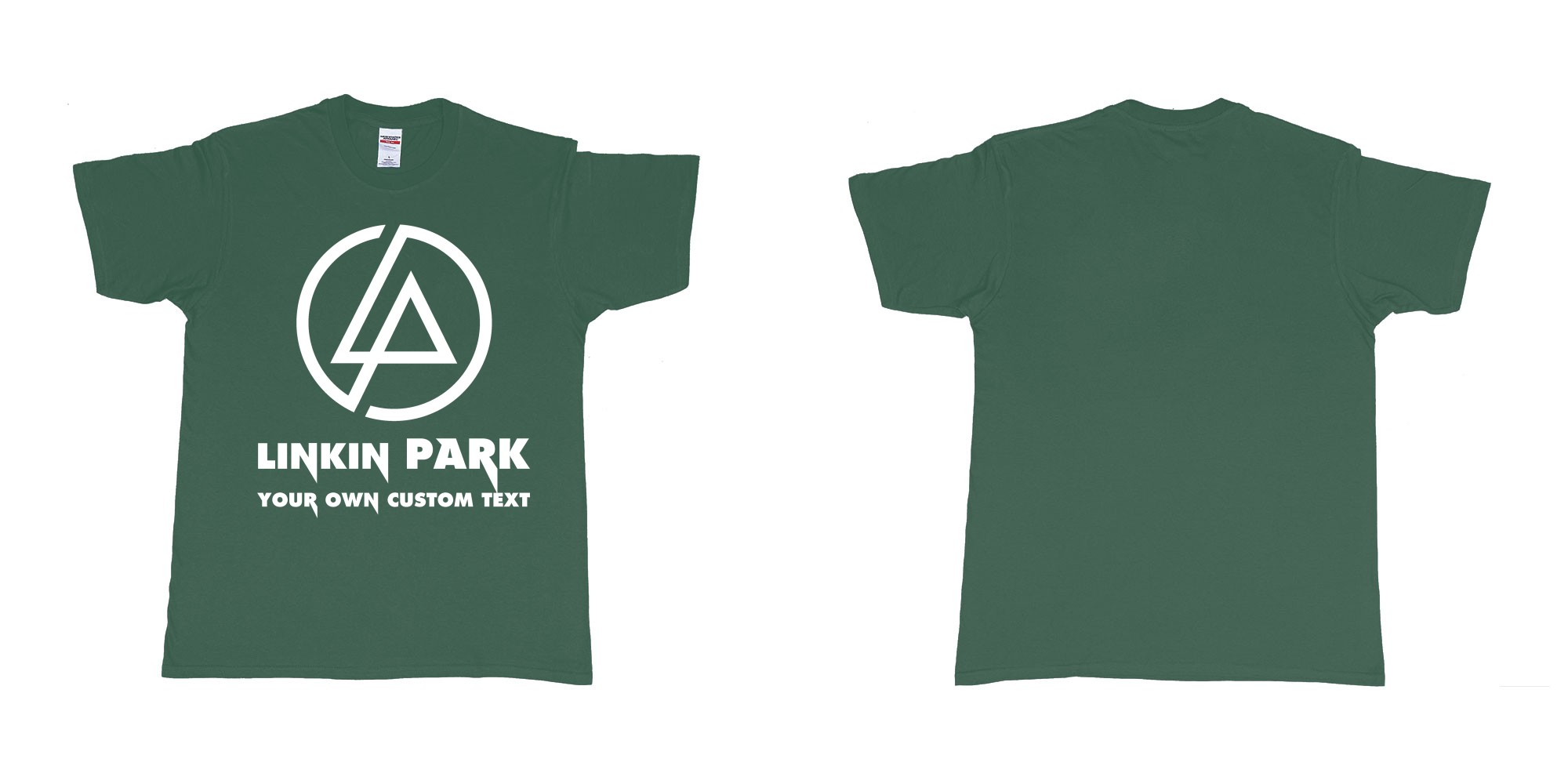 Custom tshirt design linkin park custom tshirt printing bali in fabric color forest-green choice your own text made in Bali by The Pirate Way