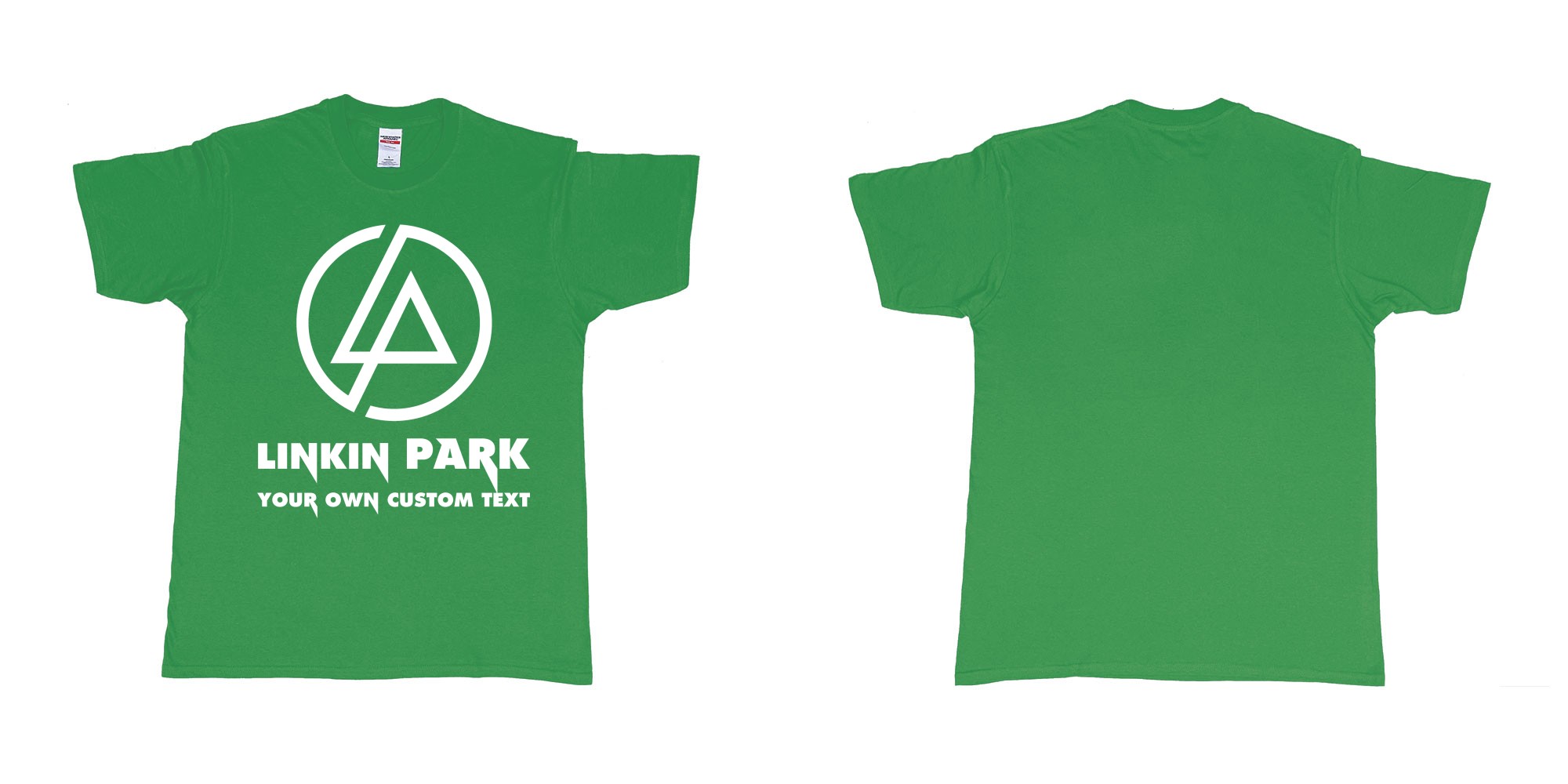 Custom tshirt design linkin park custom tshirt printing bali in fabric color irish-green choice your own text made in Bali by The Pirate Way