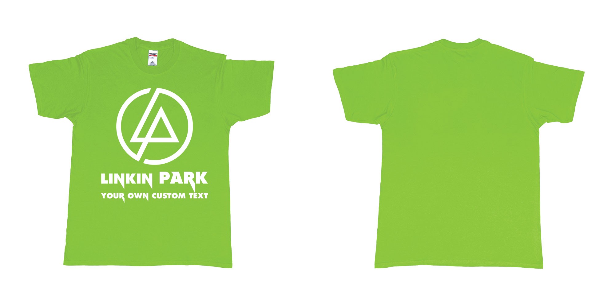 Custom tshirt design linkin park custom tshirt printing bali in fabric color lime choice your own text made in Bali by The Pirate Way